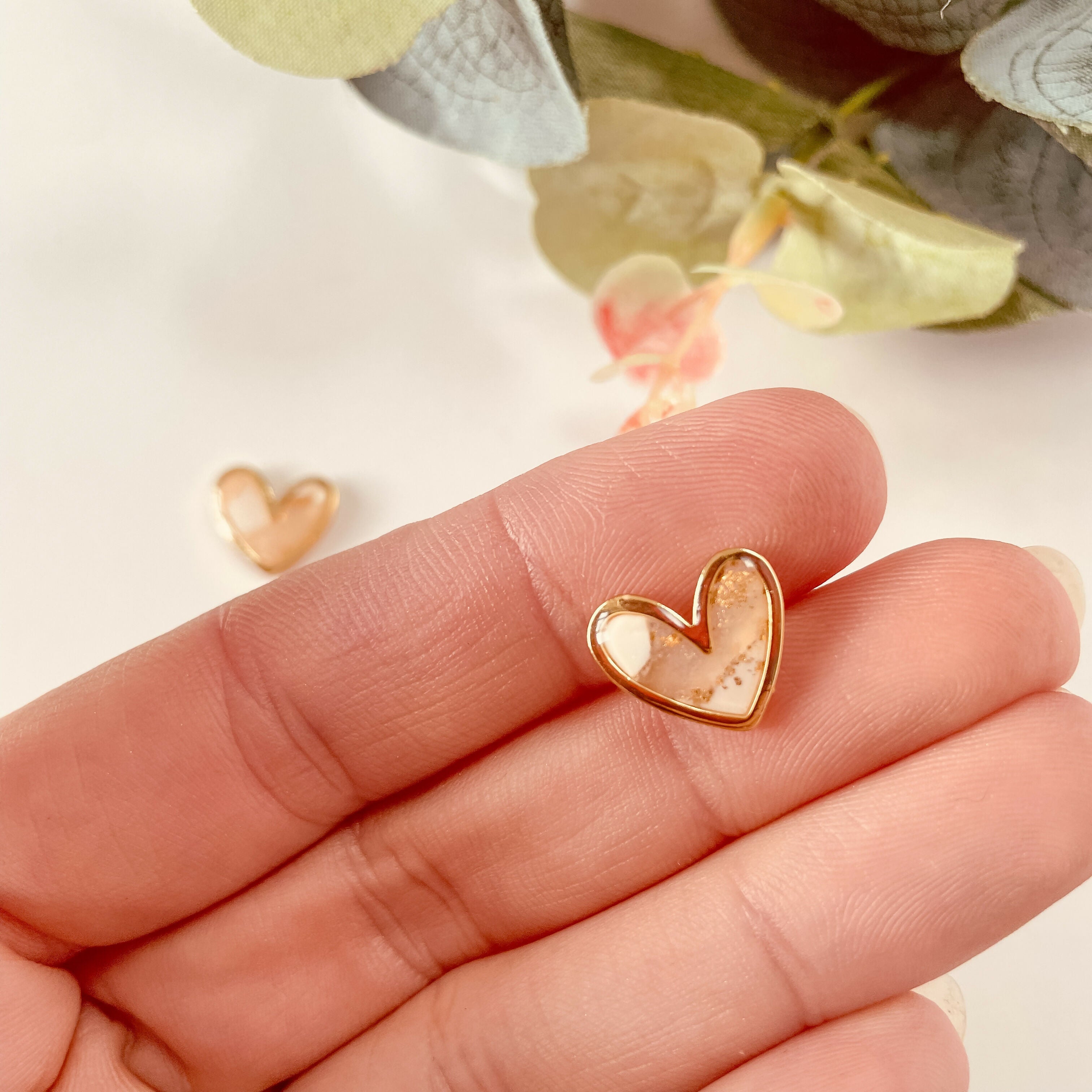 White and Gold Stud Earrings