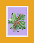 Giraffe Print — White Frame, Tropical Leaf Design