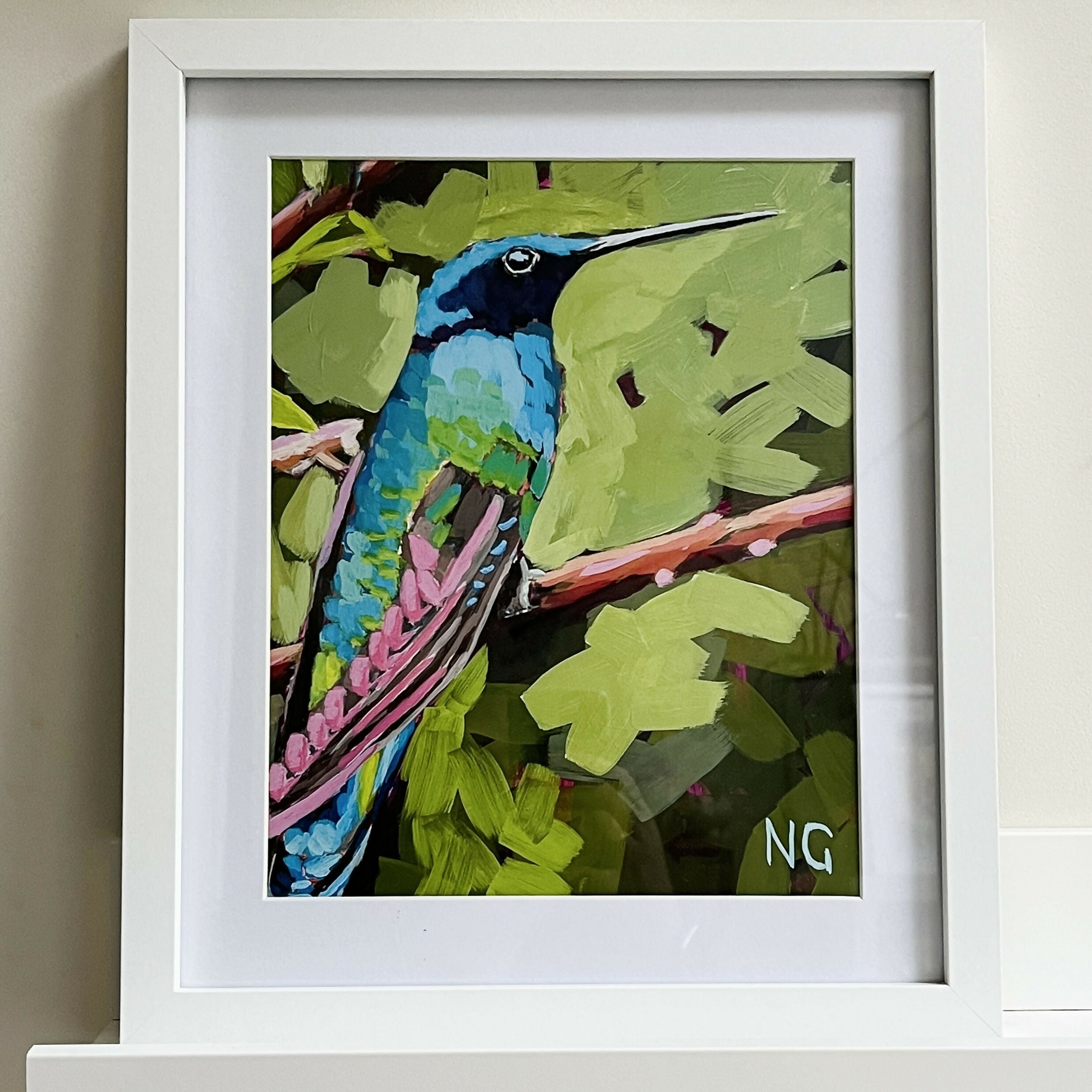 Sparkling Violetear Hummingbird - 8x10" Framed Print