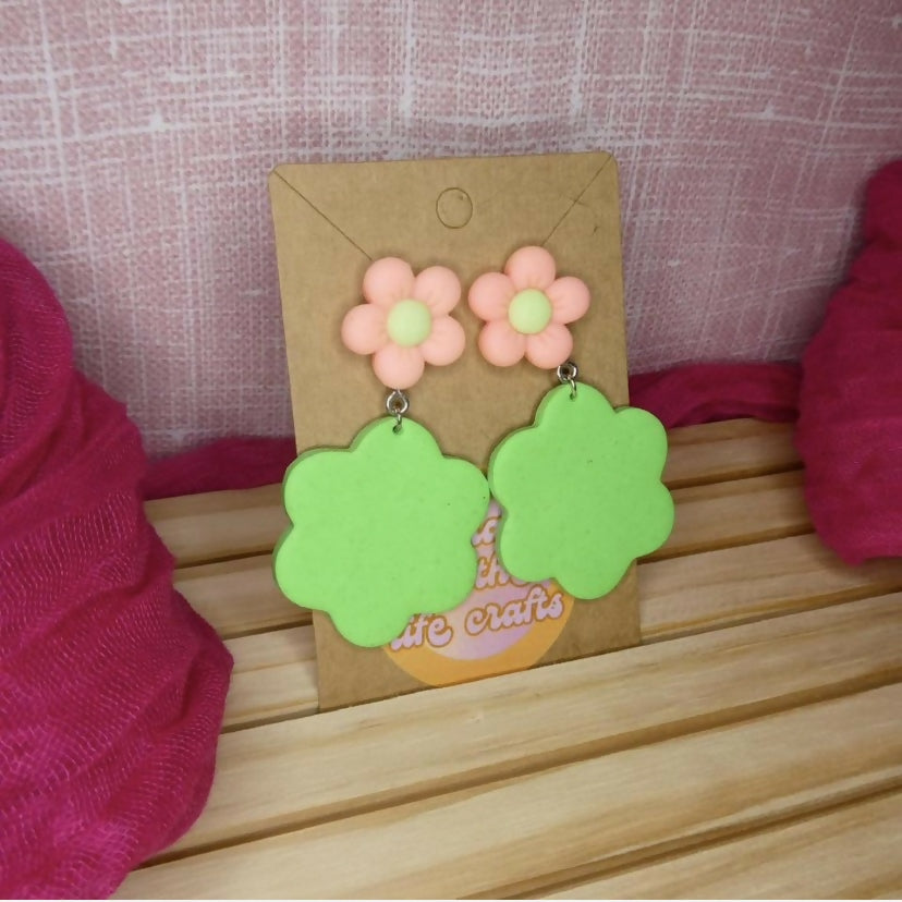 Big Pastel Flower Polymer Clay Earrings