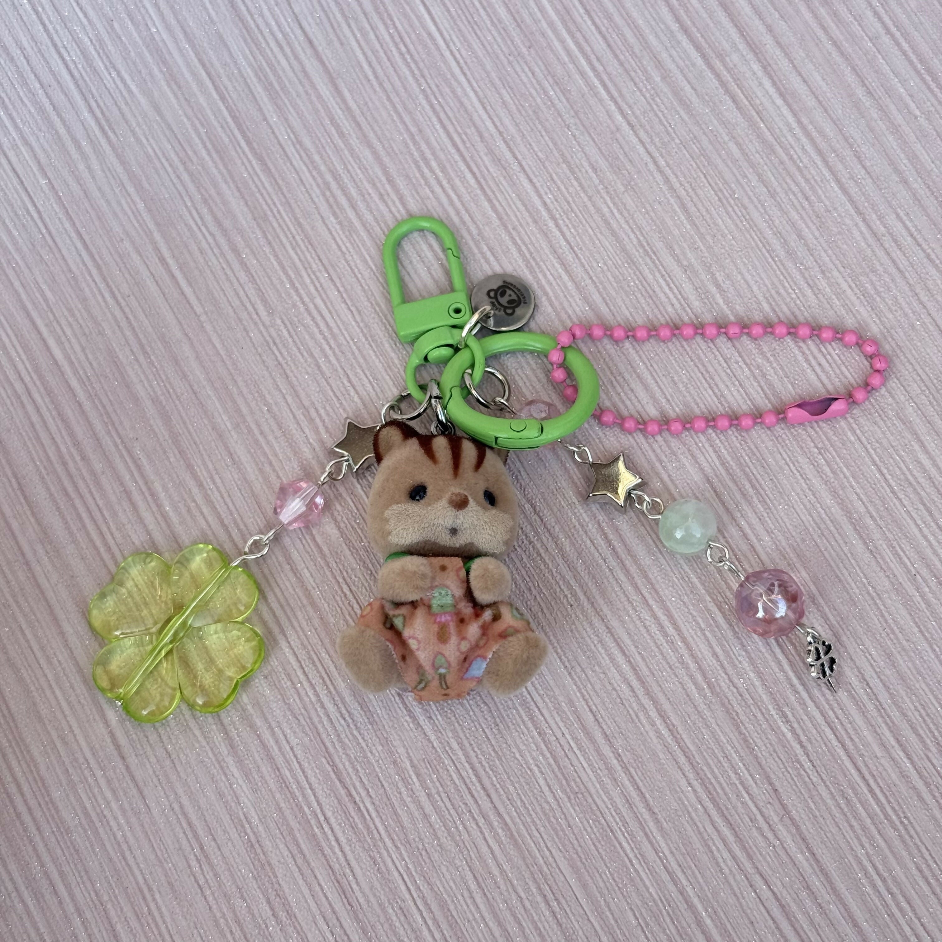 Baby Squirrel Toy Beaded Trinket Keychain