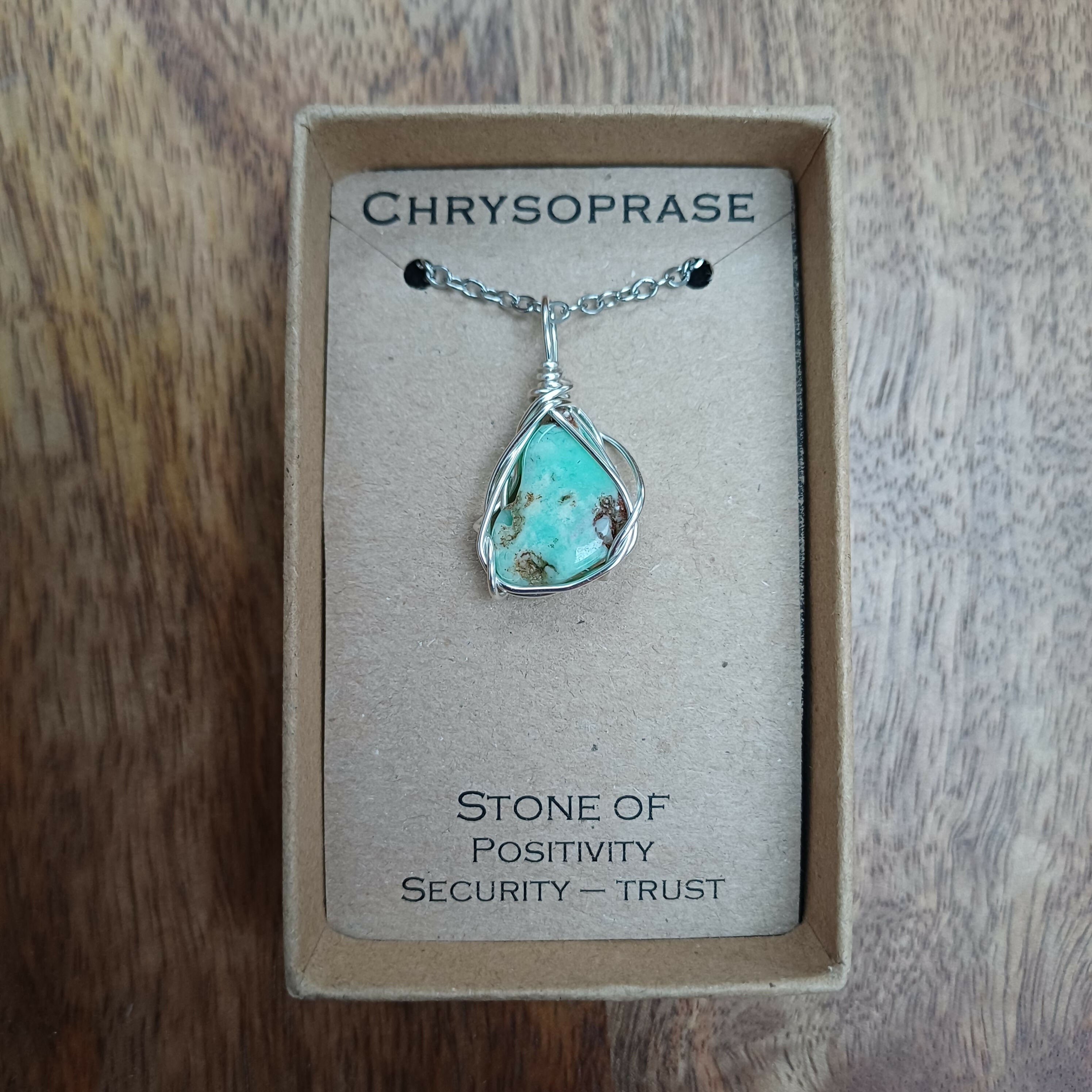 Chrysoprase Wire Wrapped Pendant