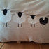 Sheep Family Natural Linen Look Bolster Cushion - Handmade and Embroidered
