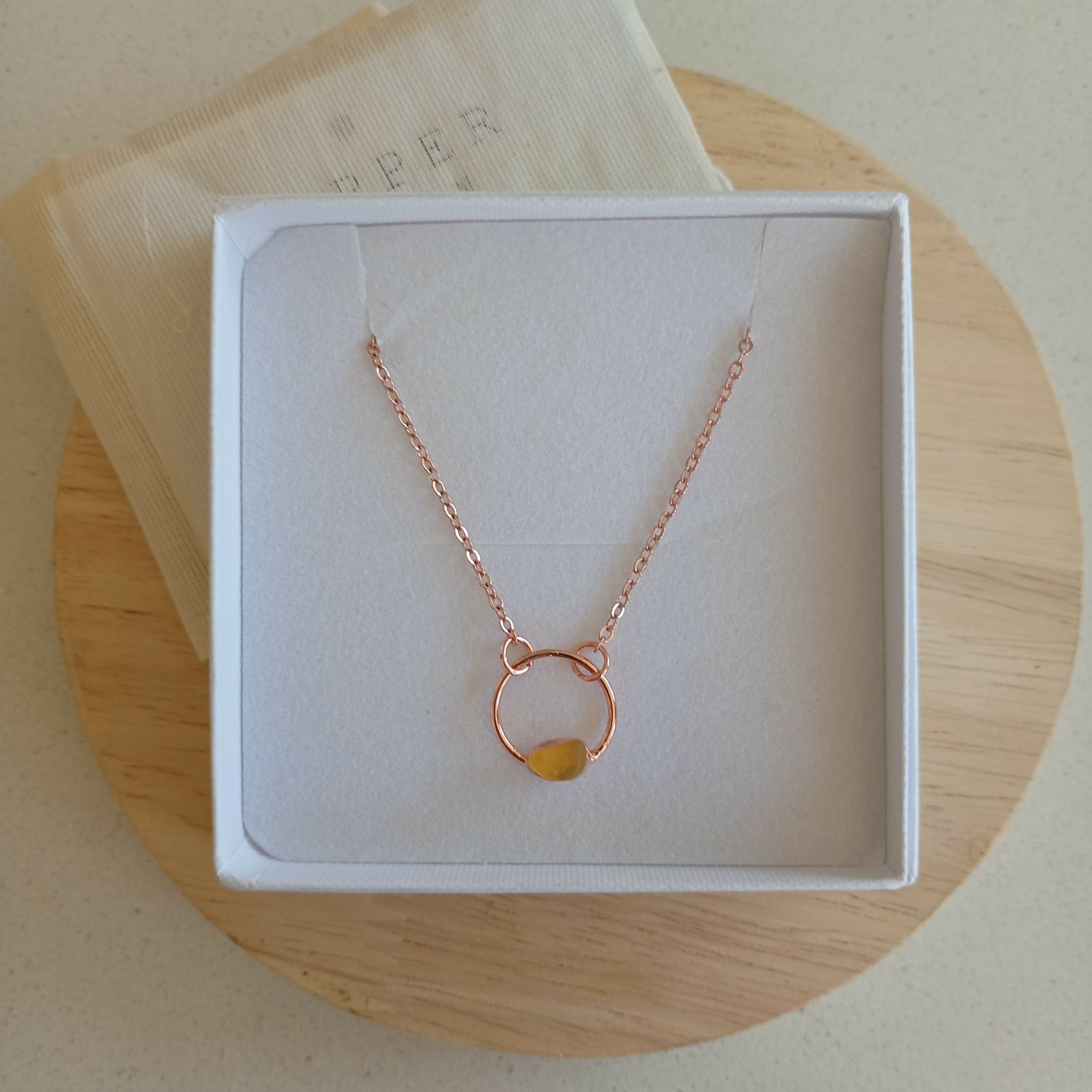 Yellow Seaglass Drop Necklace