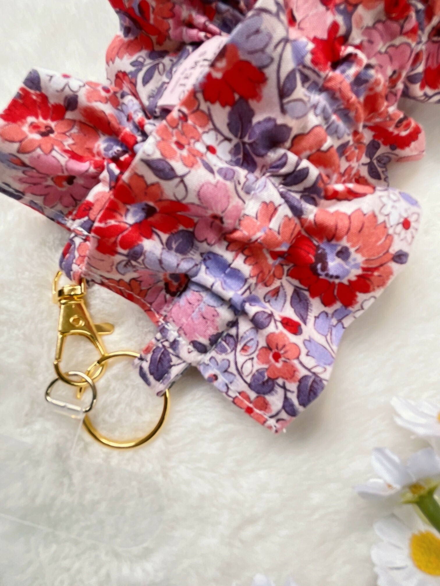 Handmade Ruffled Crossbody Phone Strap Ditsy Archive Red