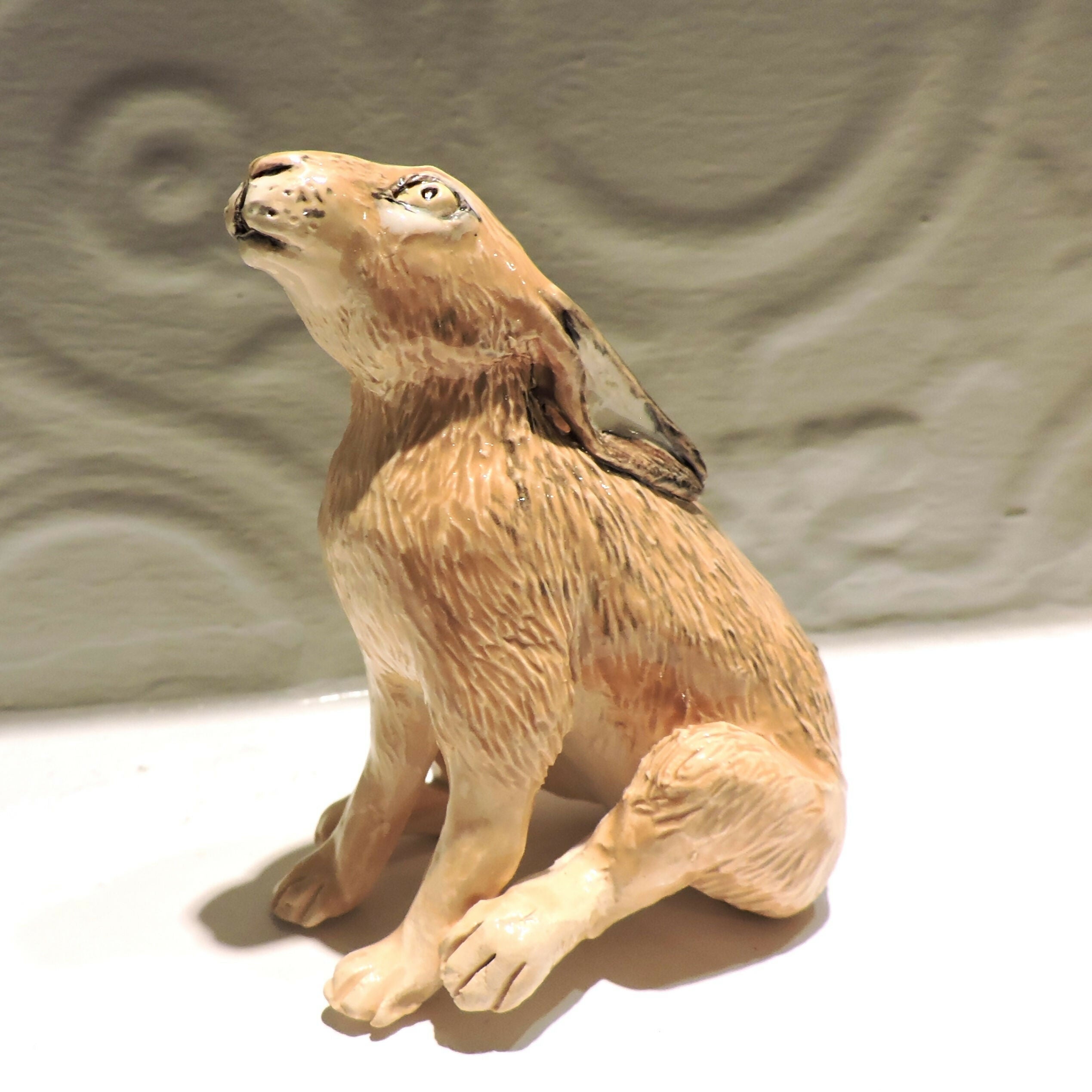 Ceramic Sitting hare sculpture