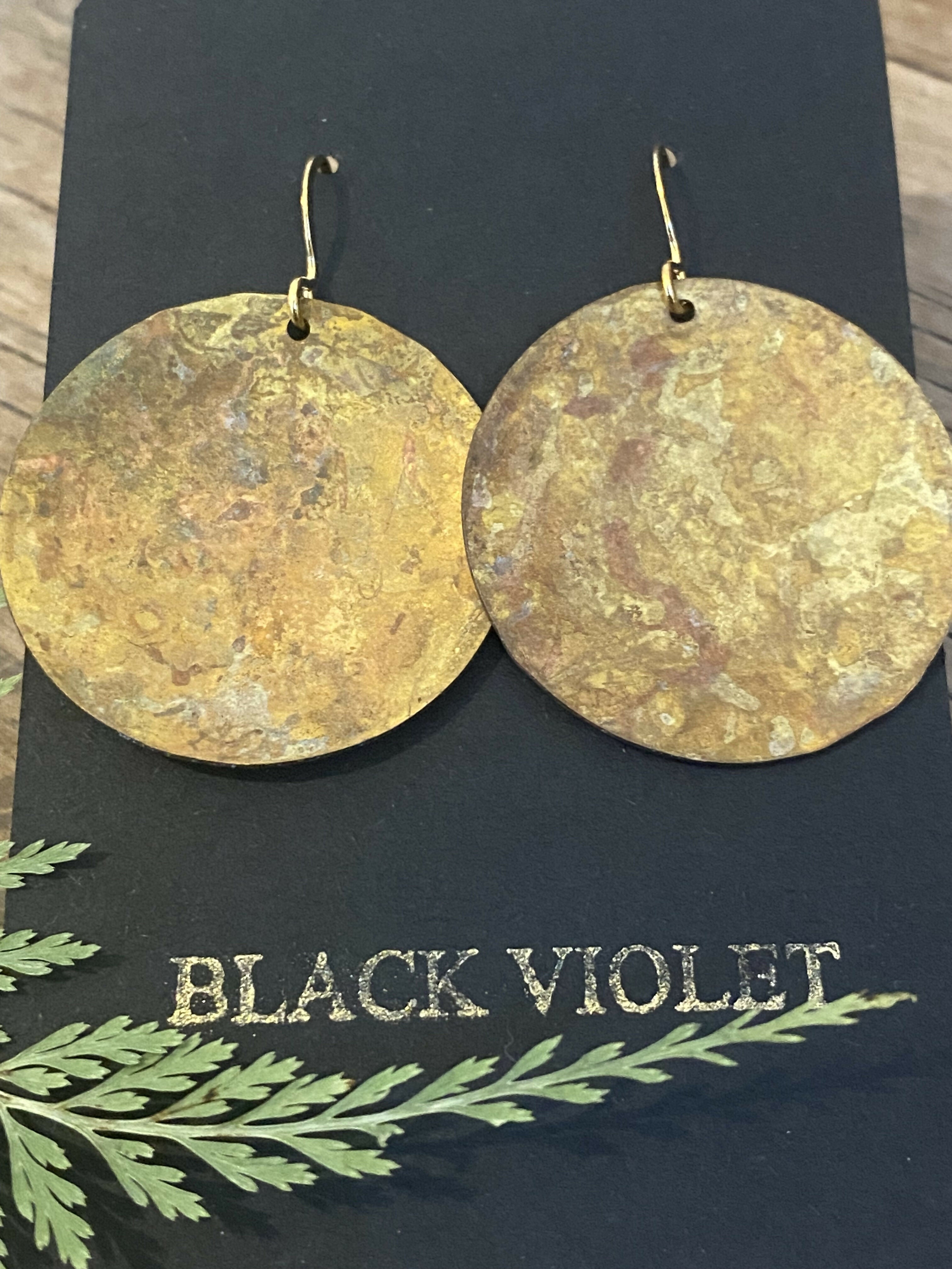 Hammered Brass Patina Earrings