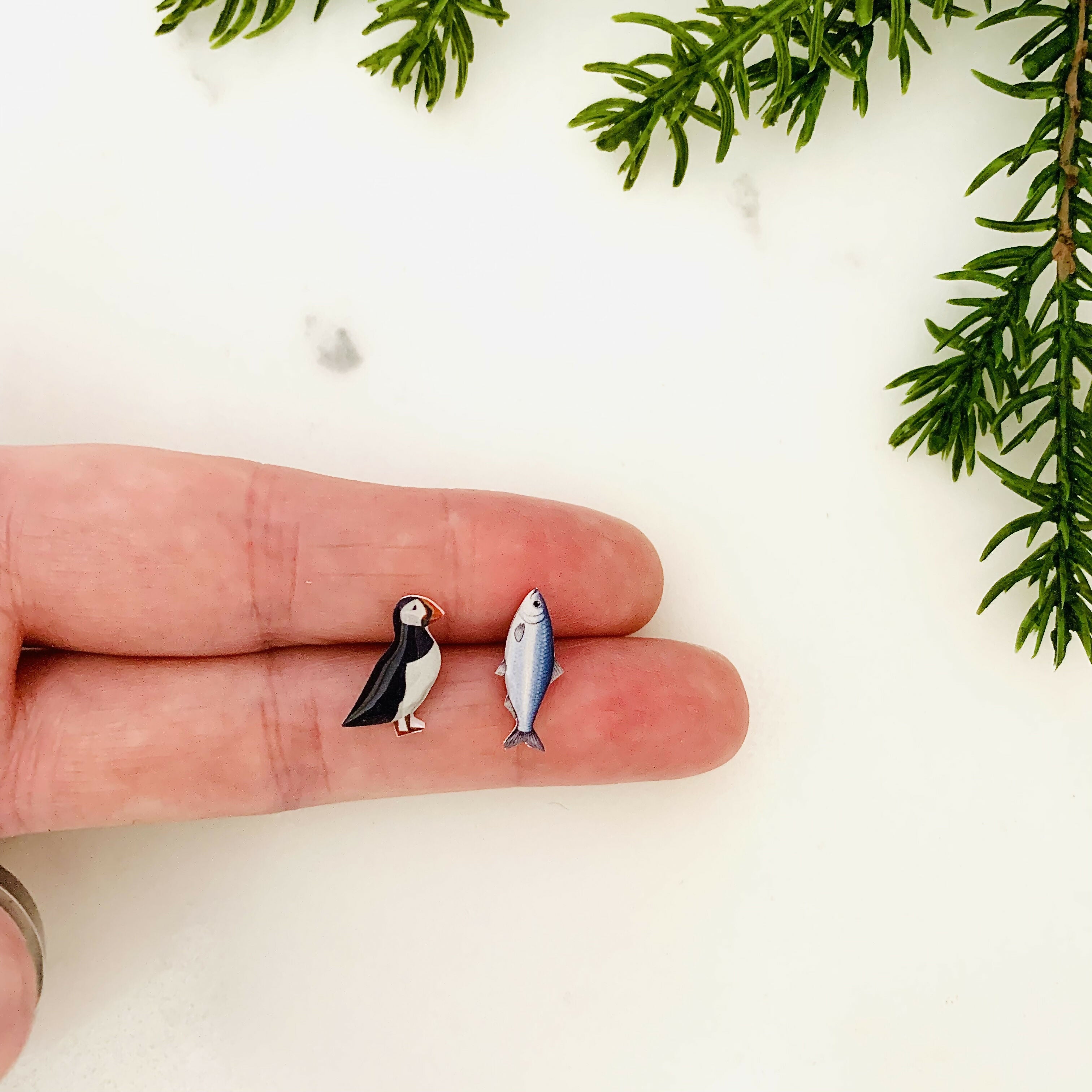 Puffin & Sardine Mismatched Stud Earrings