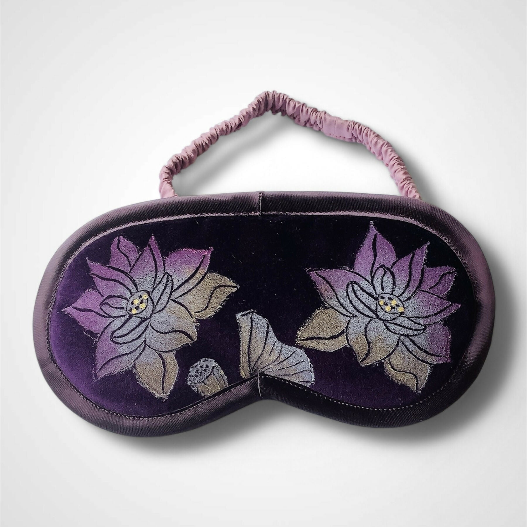 Lotus Flower Aubergine Velvet Lavender Eye Mask