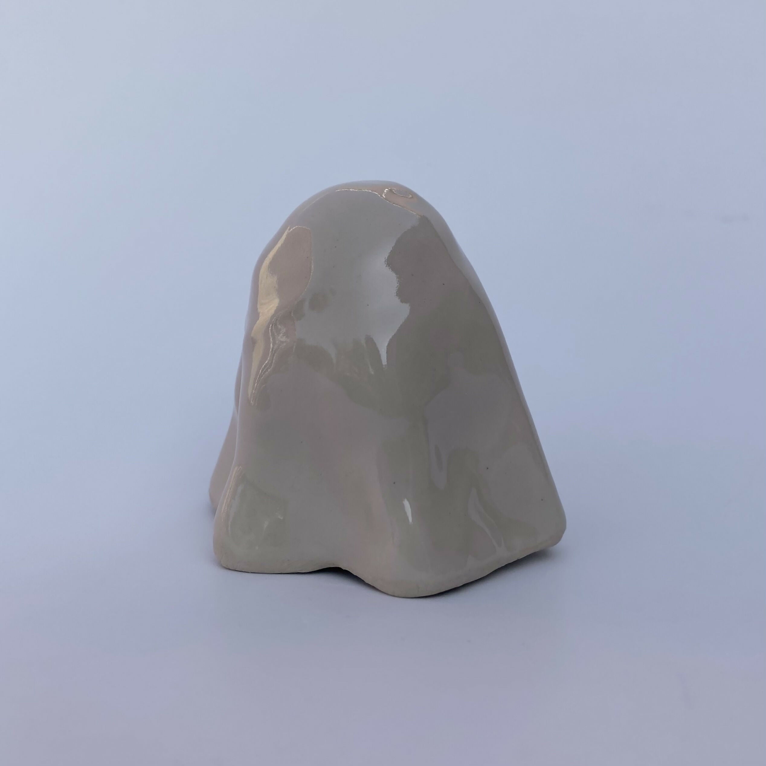 Handmade Ceramic Ghost Ornament Holding A Croissant