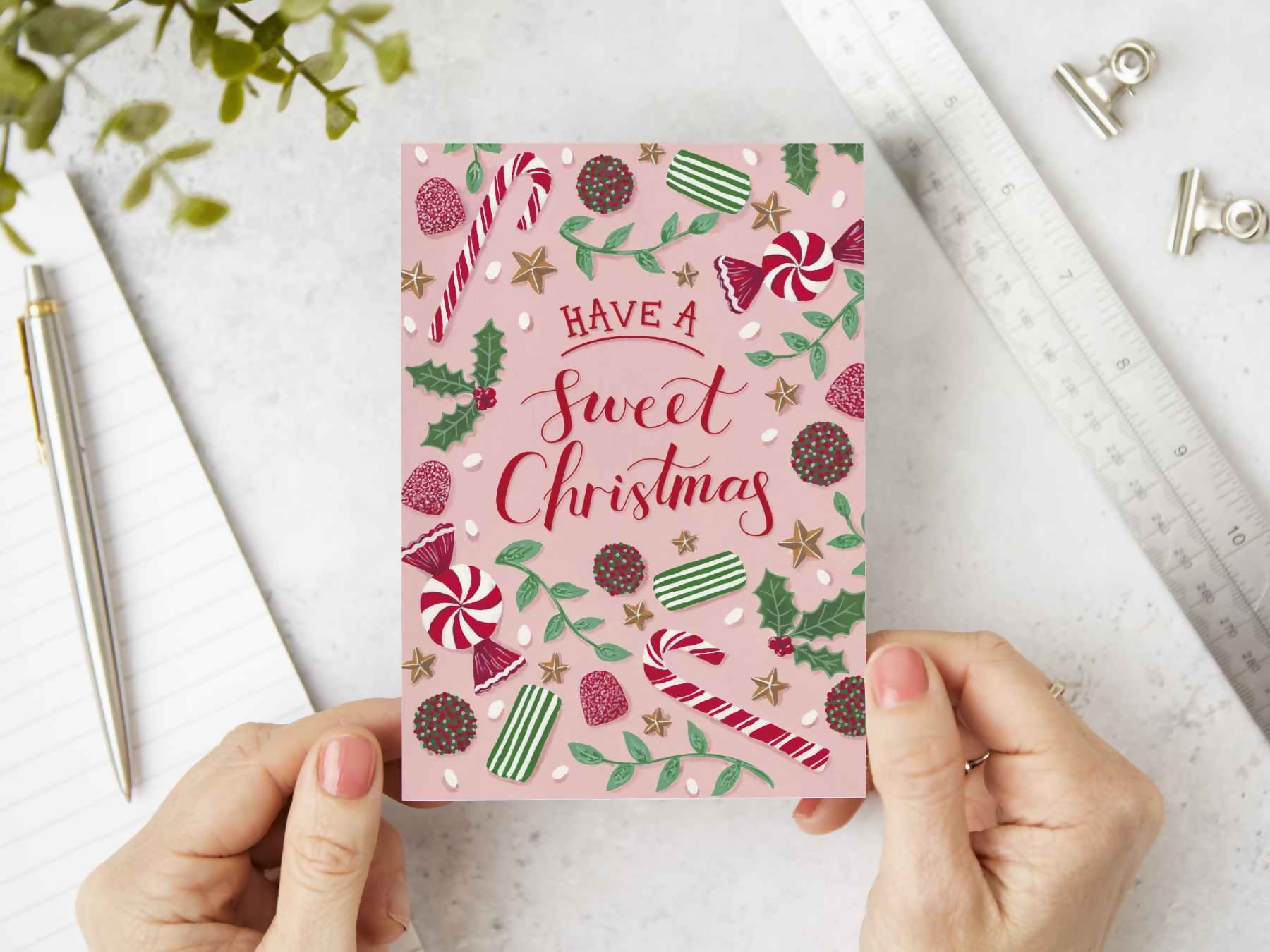 Pink Sweets A6 Christmas Card