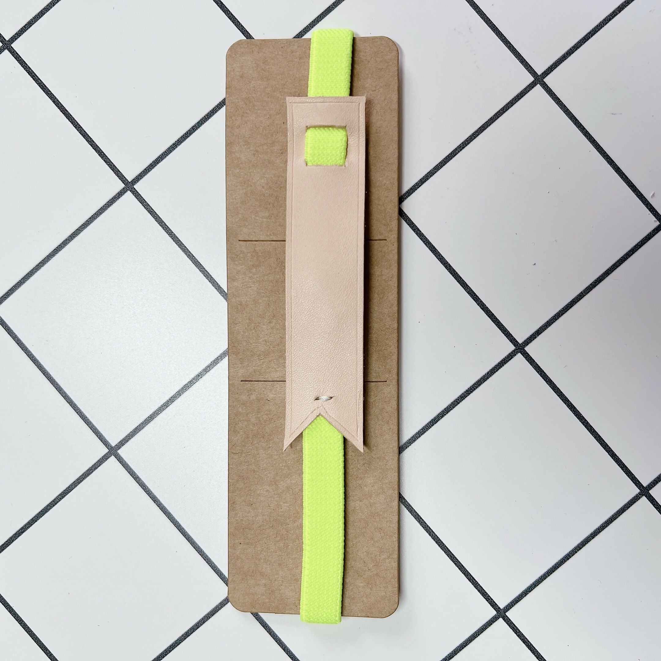 Rubber Strap Leather Elastic Bookmark - Blank