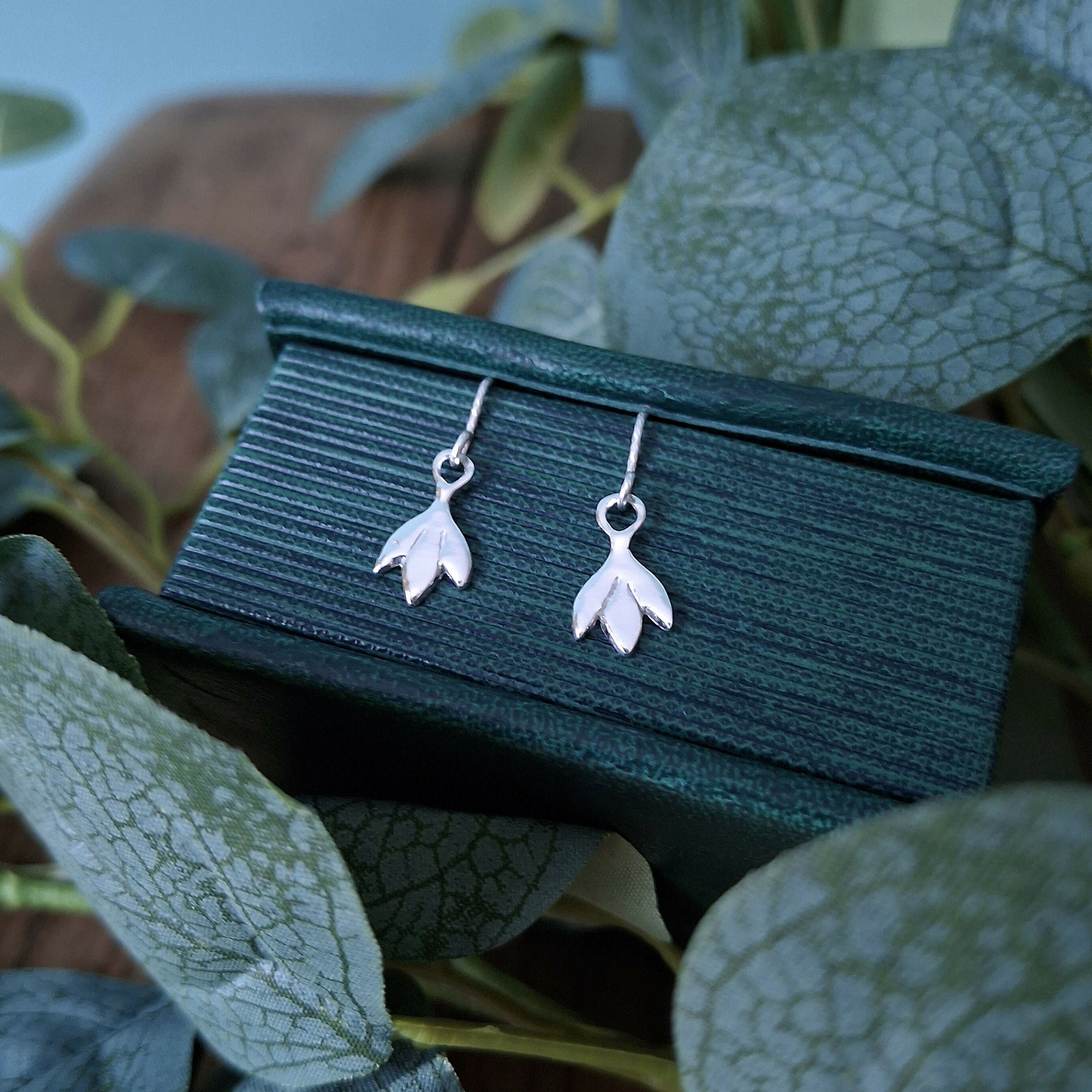 Handmade Silver Snowdrop Earrings Small