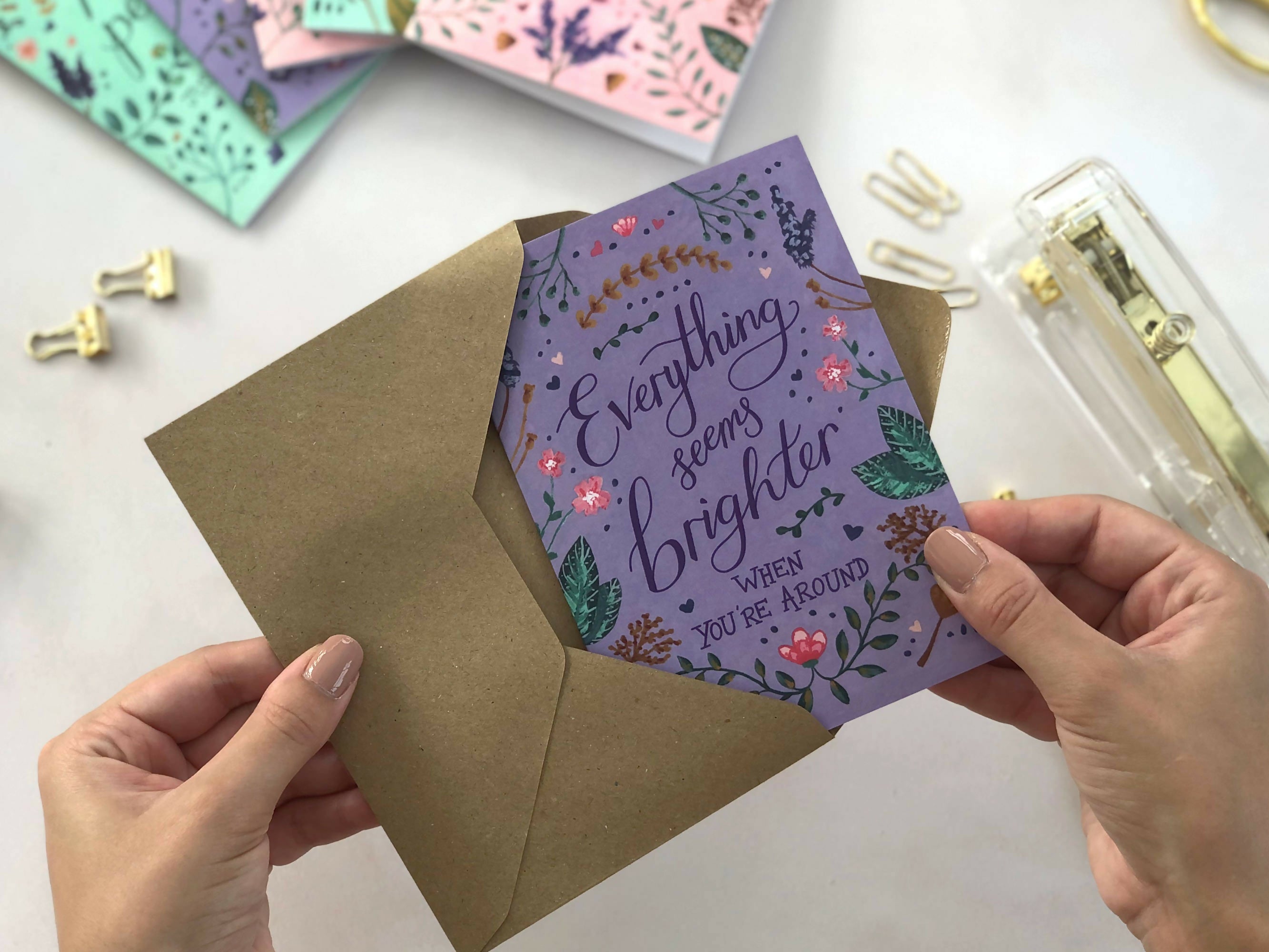 Purple Floral Positivity A6 Greeting Card