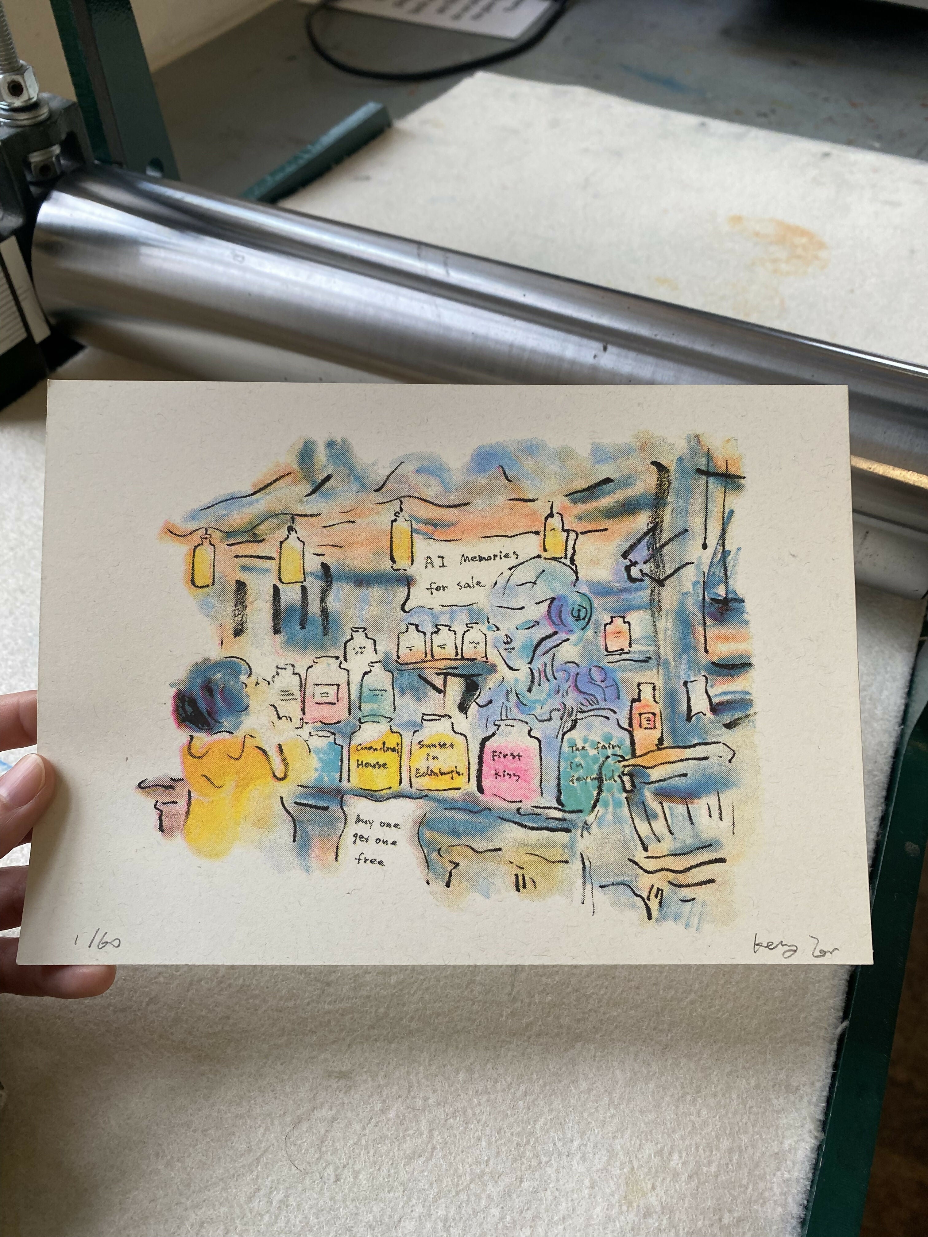 AI Memories for Sale Limited Edition Riso print