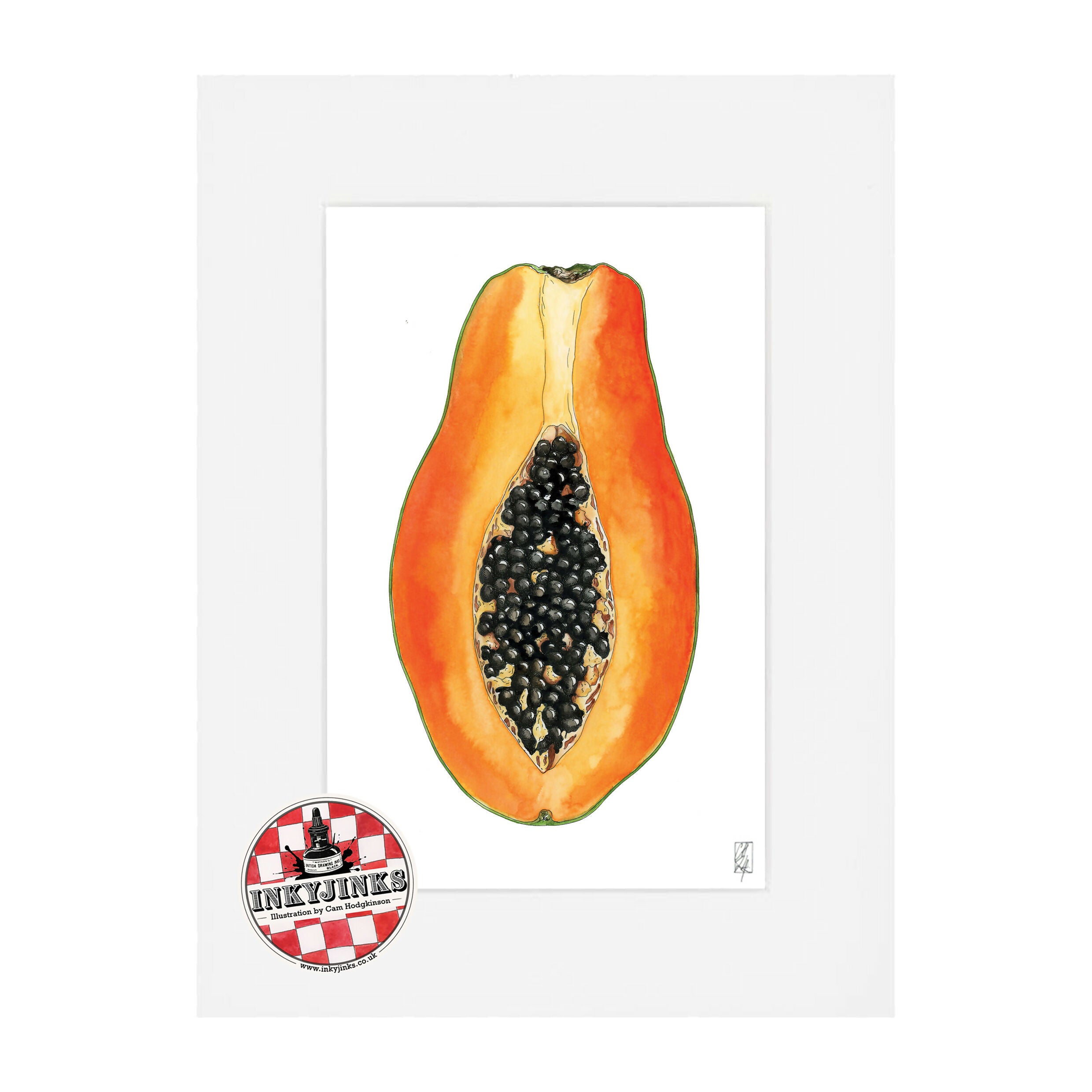 10”x 8” Mounted and Backed Giclée Print of Papaya