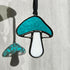 Hammered Blue Mushroom Stained Glass Suncatcher