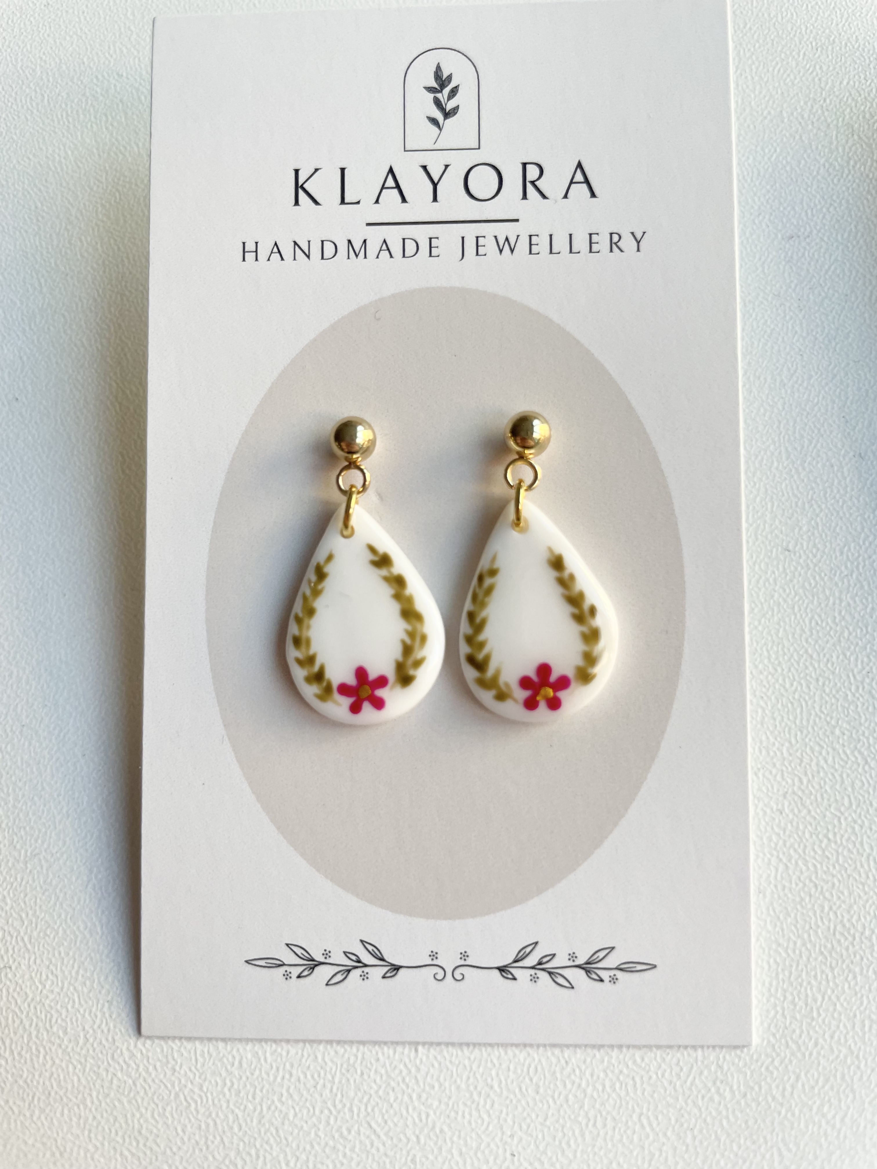 Christmas Polymer Clay Earrings With Gold Plated Fastenings