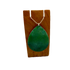 Green Enamel Oval Pendant On Sterling Silver Chain