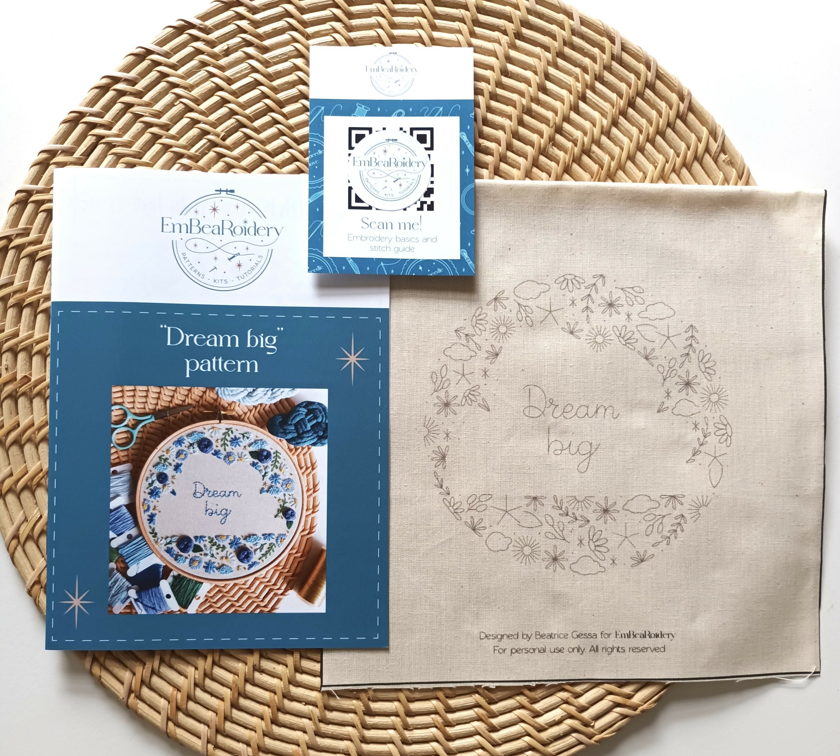 Preprinted embroidery pattern for beginners - Dream big