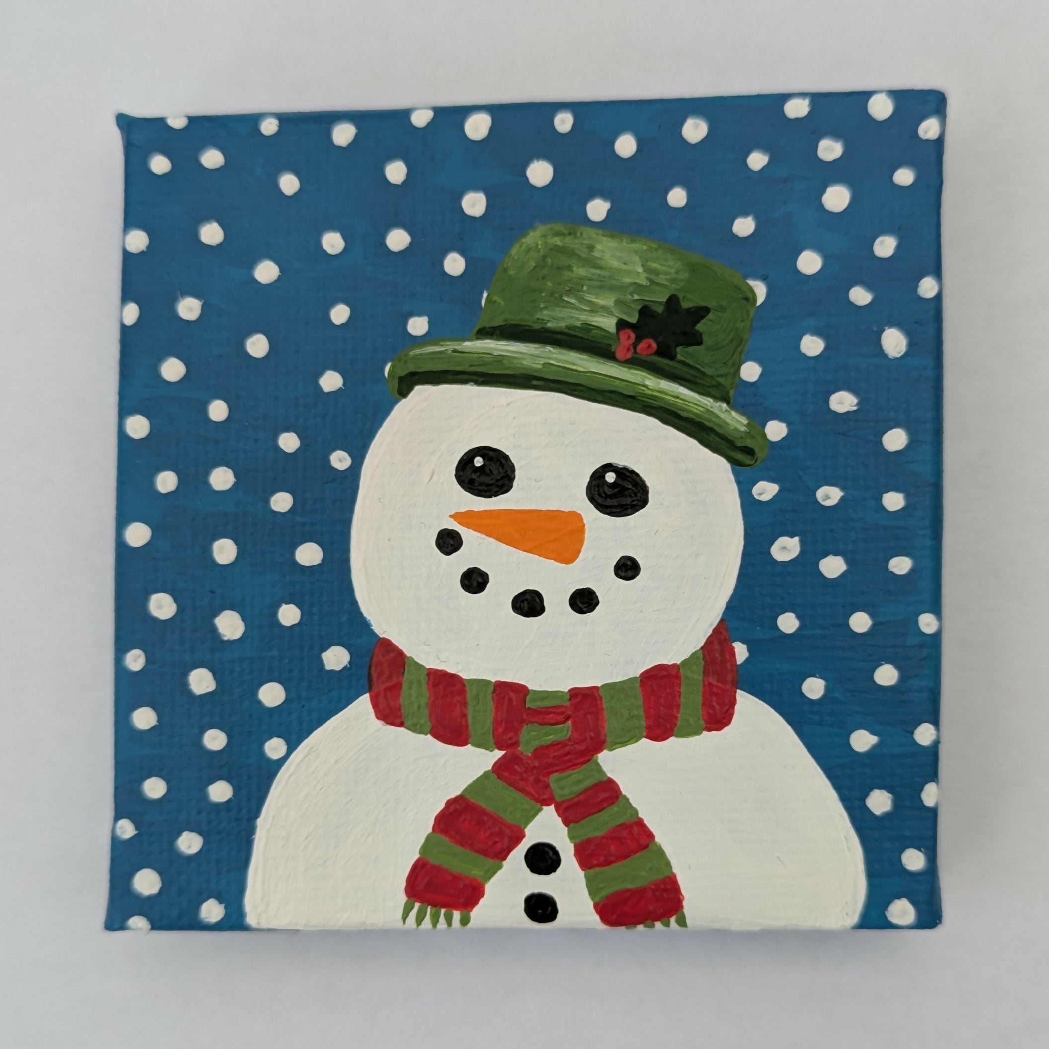 Mini Canvas Snowman Christmas Decoration