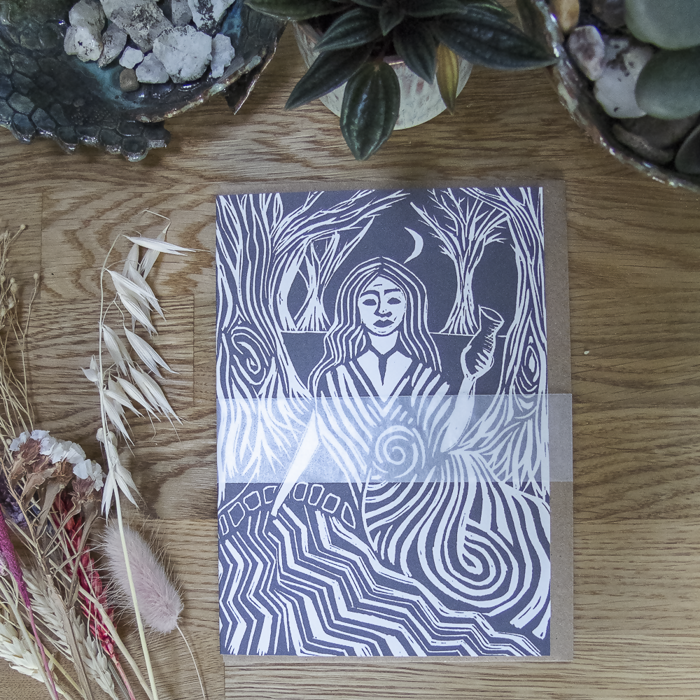 GODDESS COVENTINA LINOCUT GREETING CARD