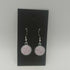 White and Pink Speckled Enamel Circle Earrings