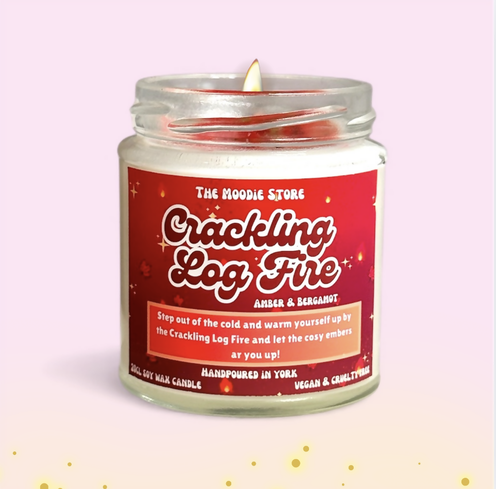 Crackling Log Fire - Amber & Bergamot Fragranced Vegan Soy Wax Candle