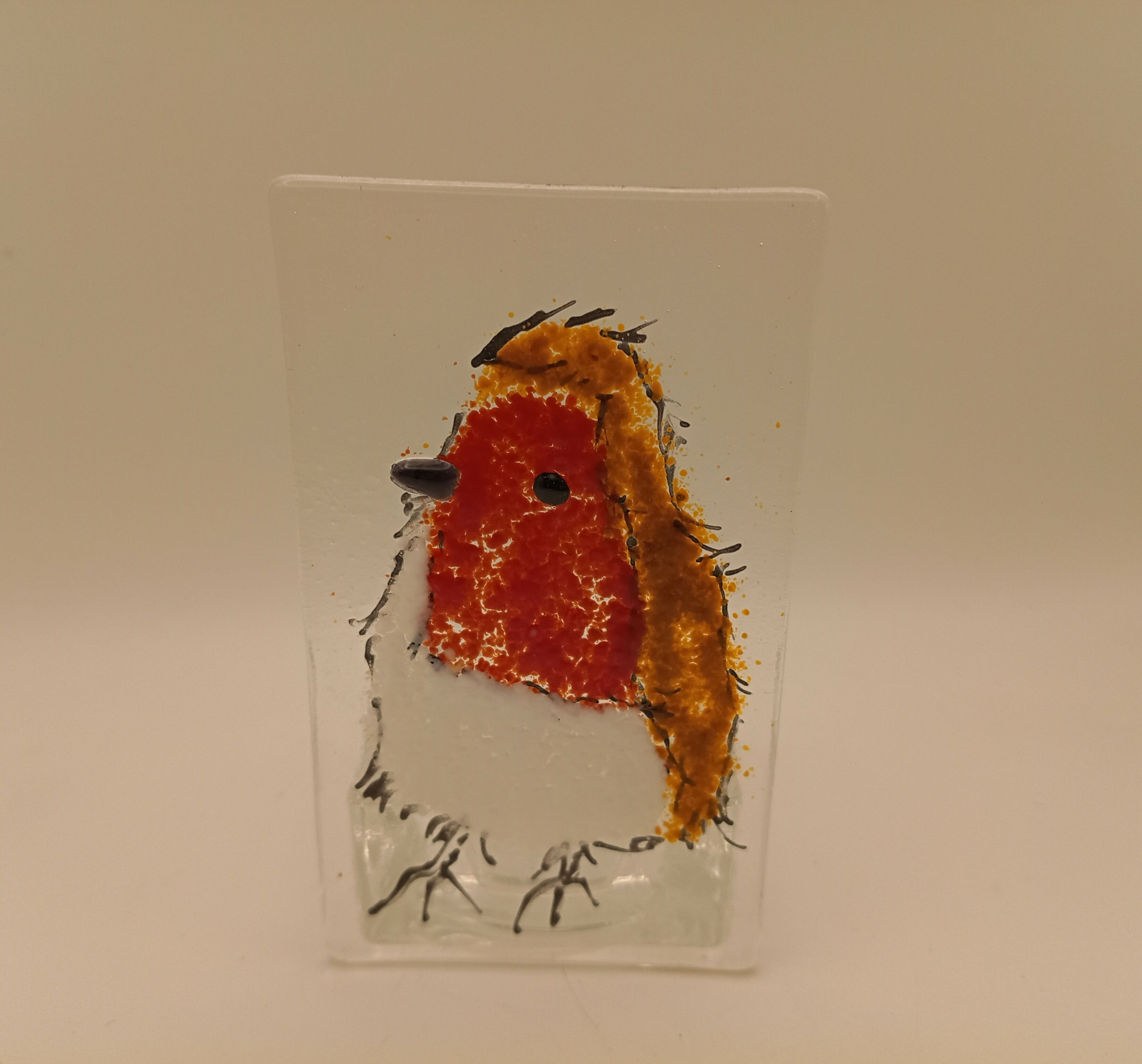 Fused Glass Robin Tealight