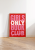 GIRLS ONLY BOOK CLUB WALL ART PRINT