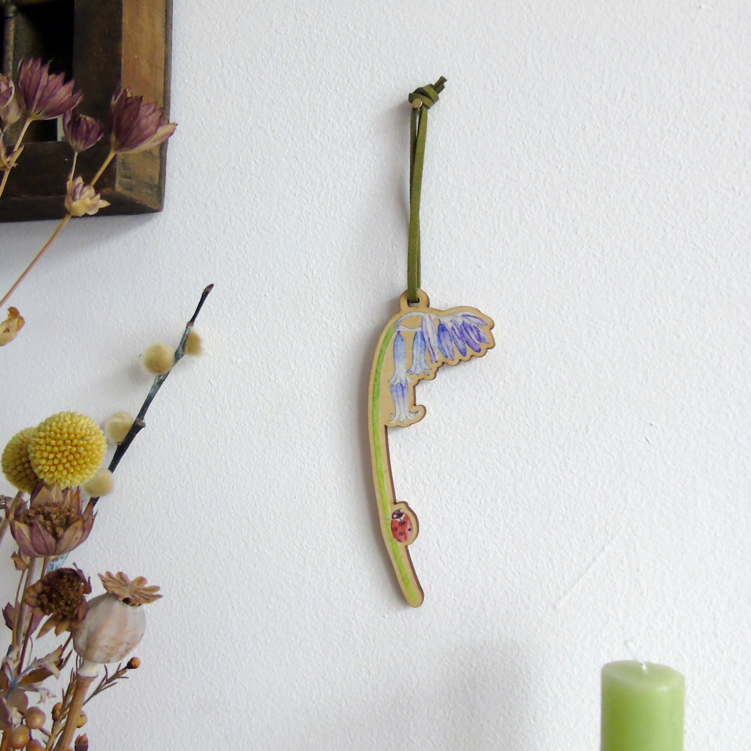 English Bluebell Hanging Wooden Decoration