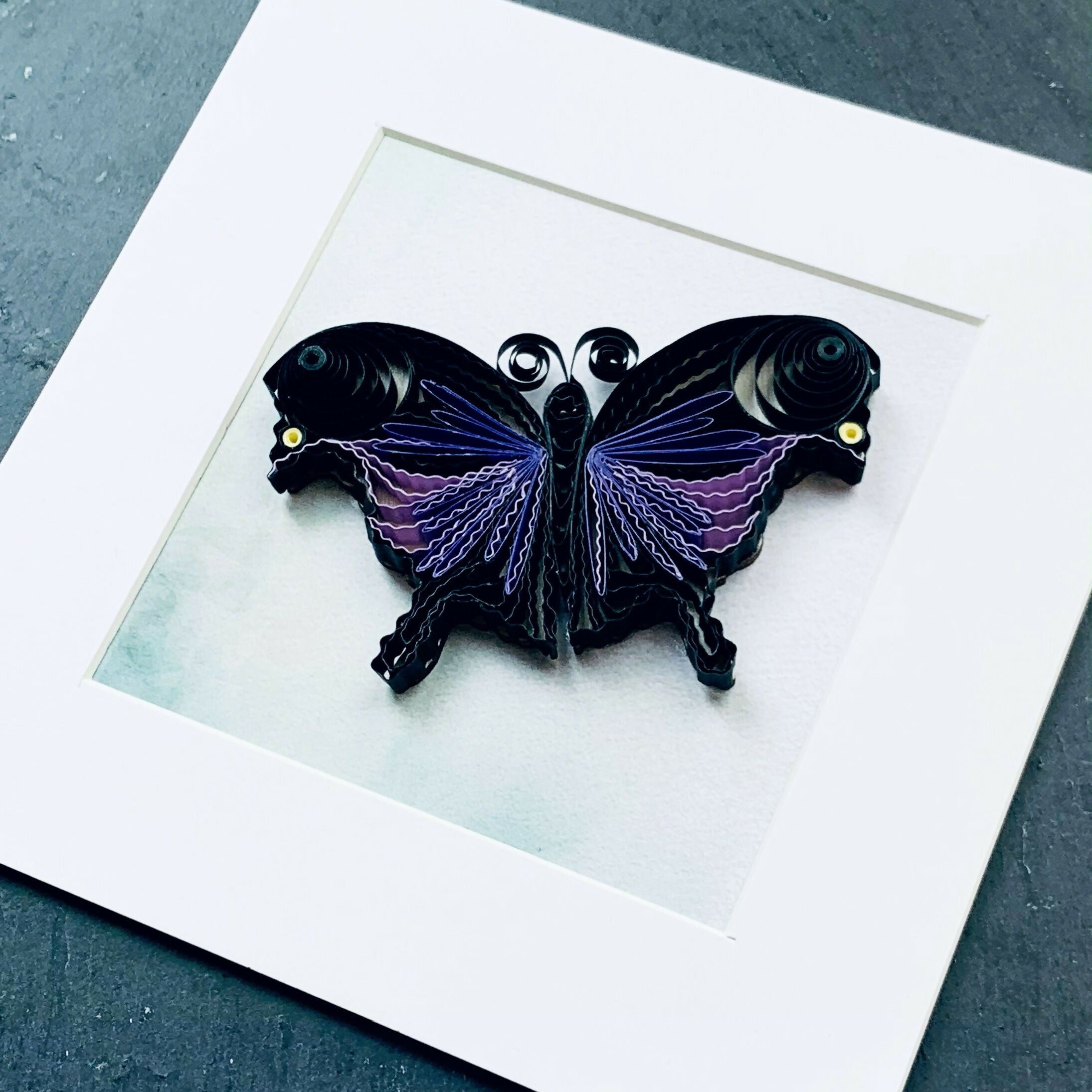 Handmade Paper Quilling Butterfly with White Framed