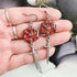 Handmade Black And Red D20 Dice Resin Earrings With Dagger Charms
