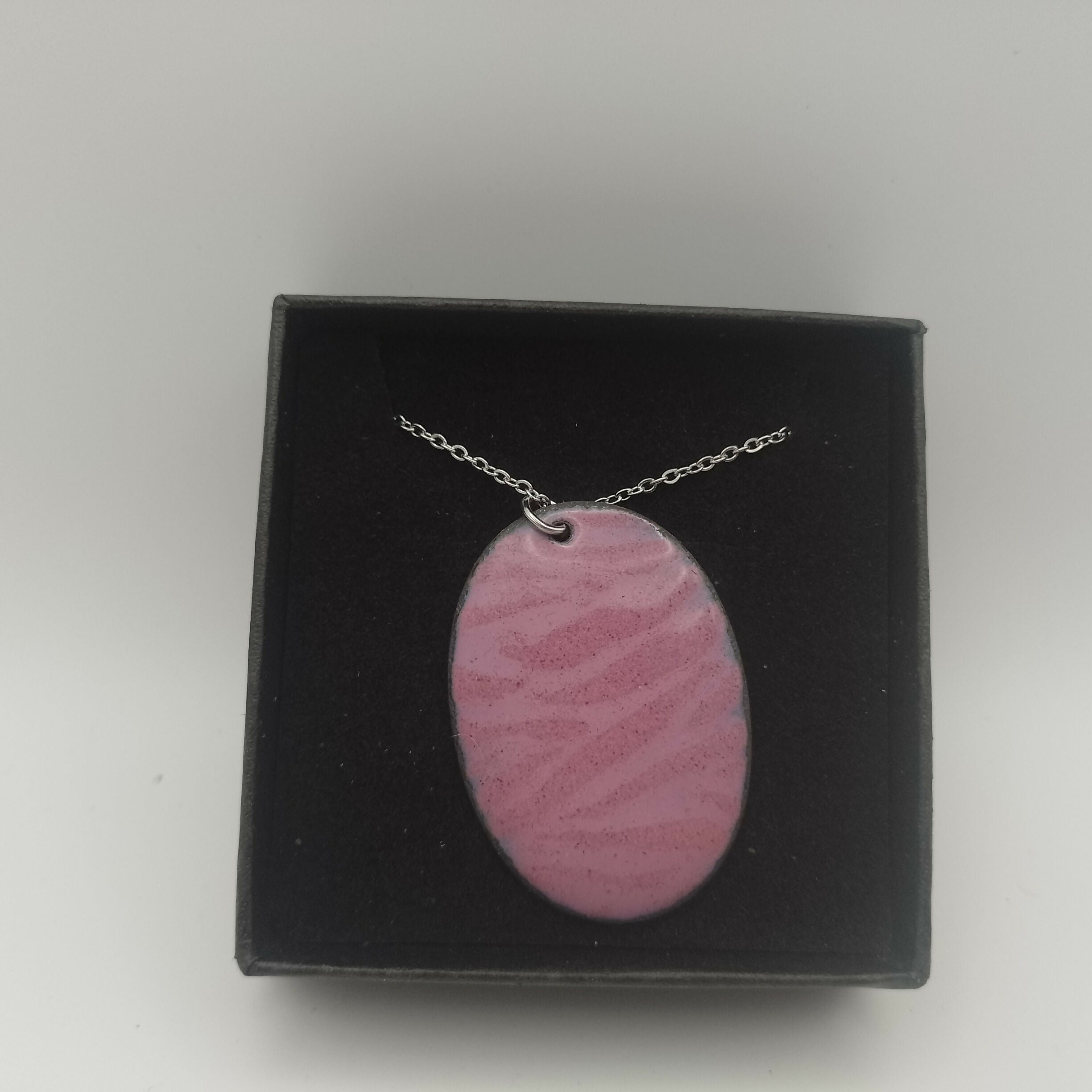 Pink with Purple Striped Enamel Pendant
