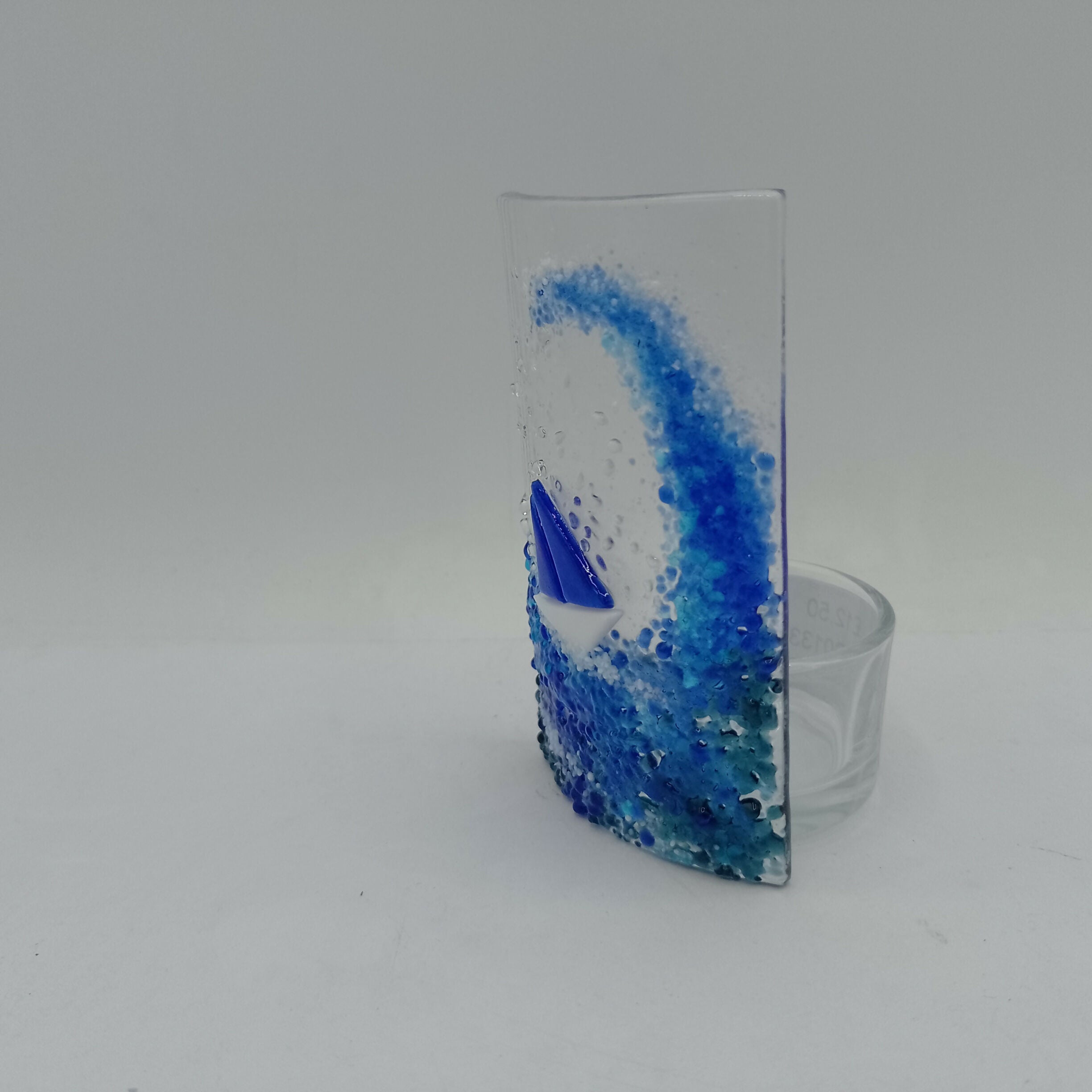 Fused Glass Boat and Wave Tealight Holder