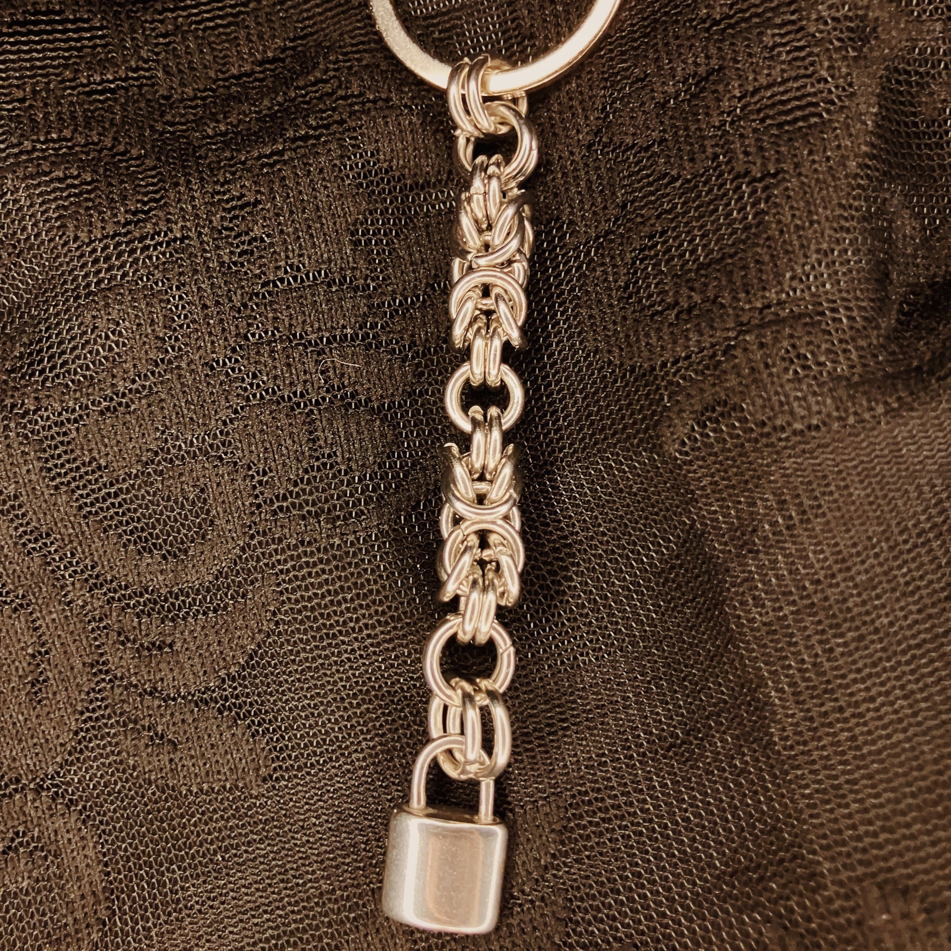 MINI PADLOCK KEYCHAIN - STAINLESS STEEL CHAINMAIL