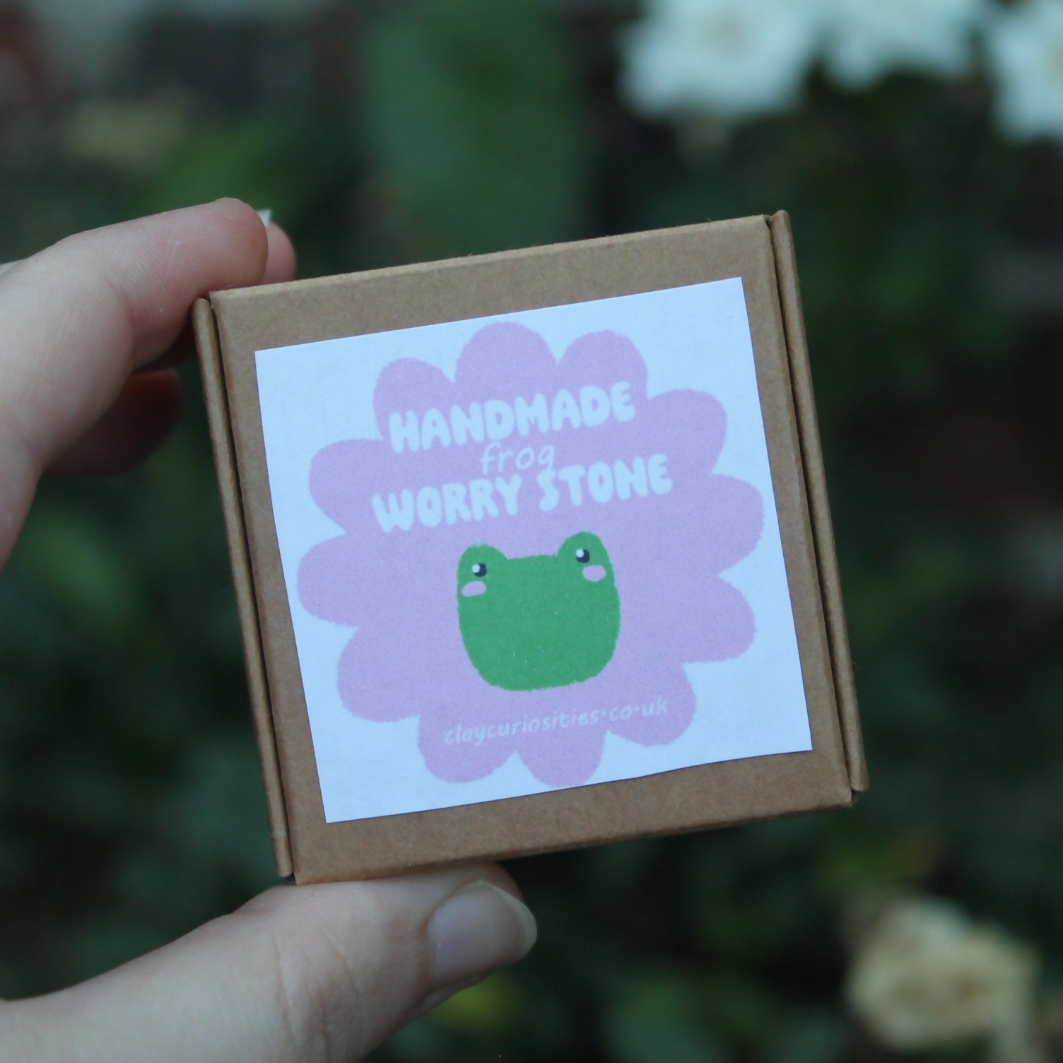 Handmade Polymer Clay Green Frog Worry Stone