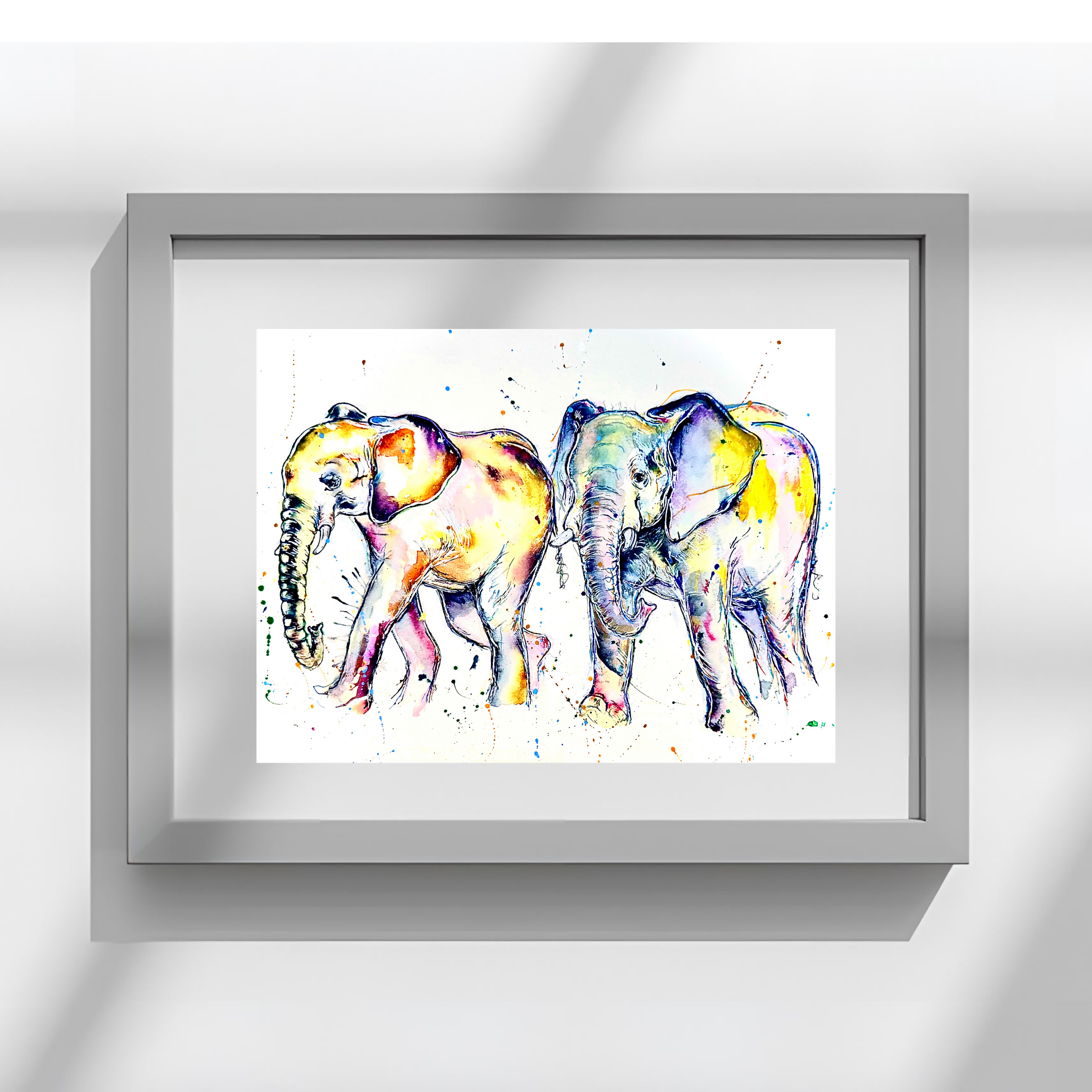 FINE ART PRINT OF ELEPHANT DUO