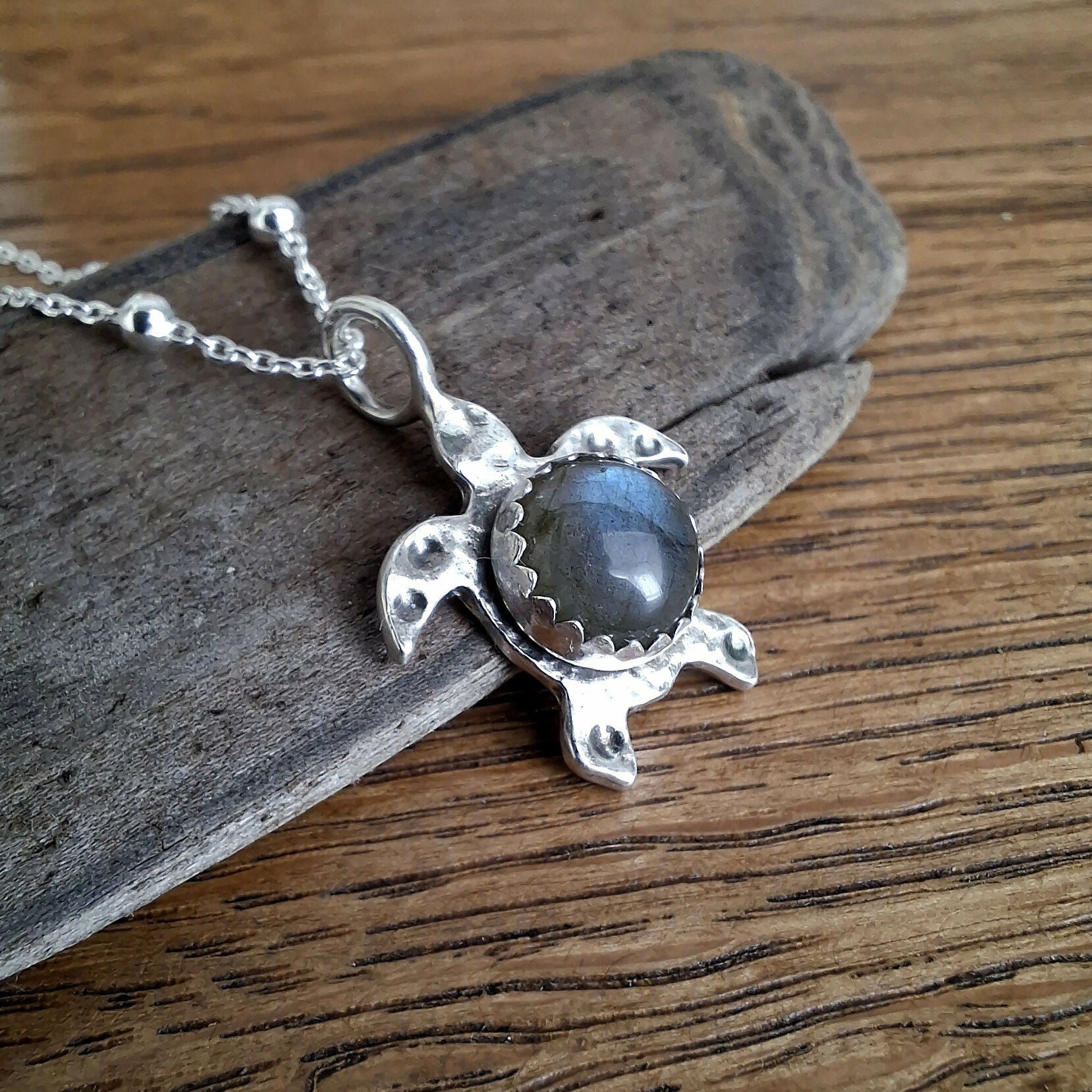 Handmade Sea Turtle Necklace With Labradorite