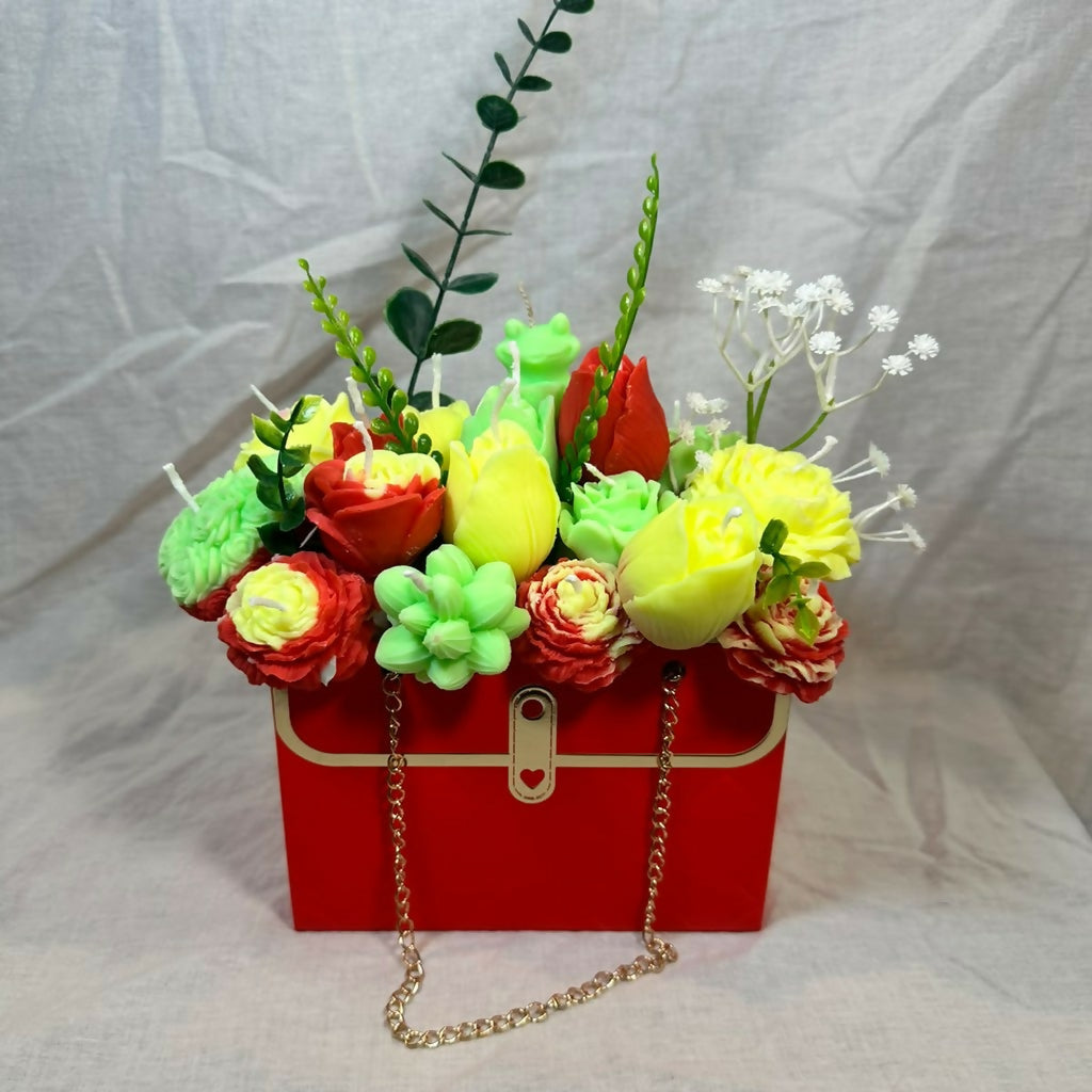 Handmade Scented Wax Flower Bouquet — Handbag Gift Box