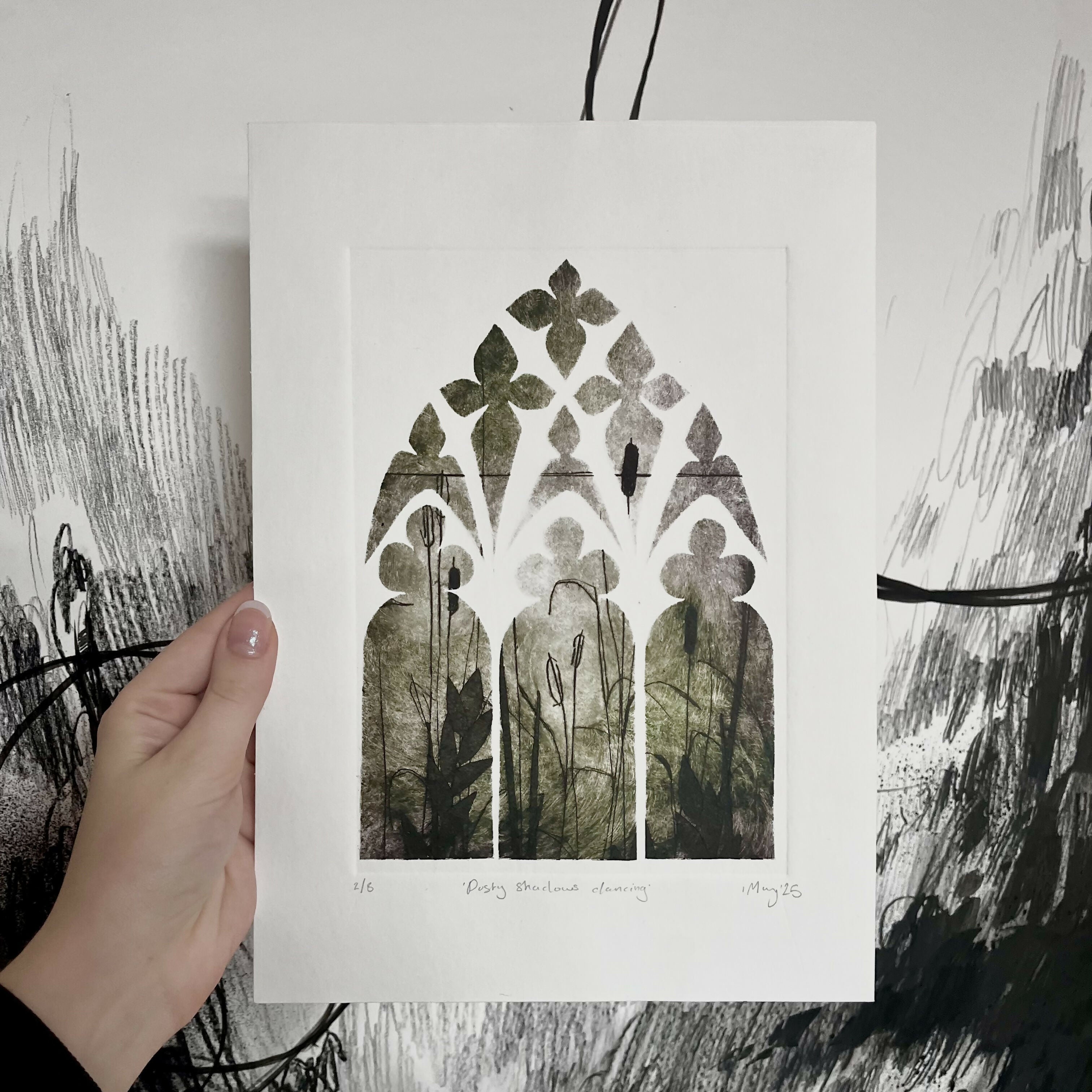 Gothic Window Drypoint Print