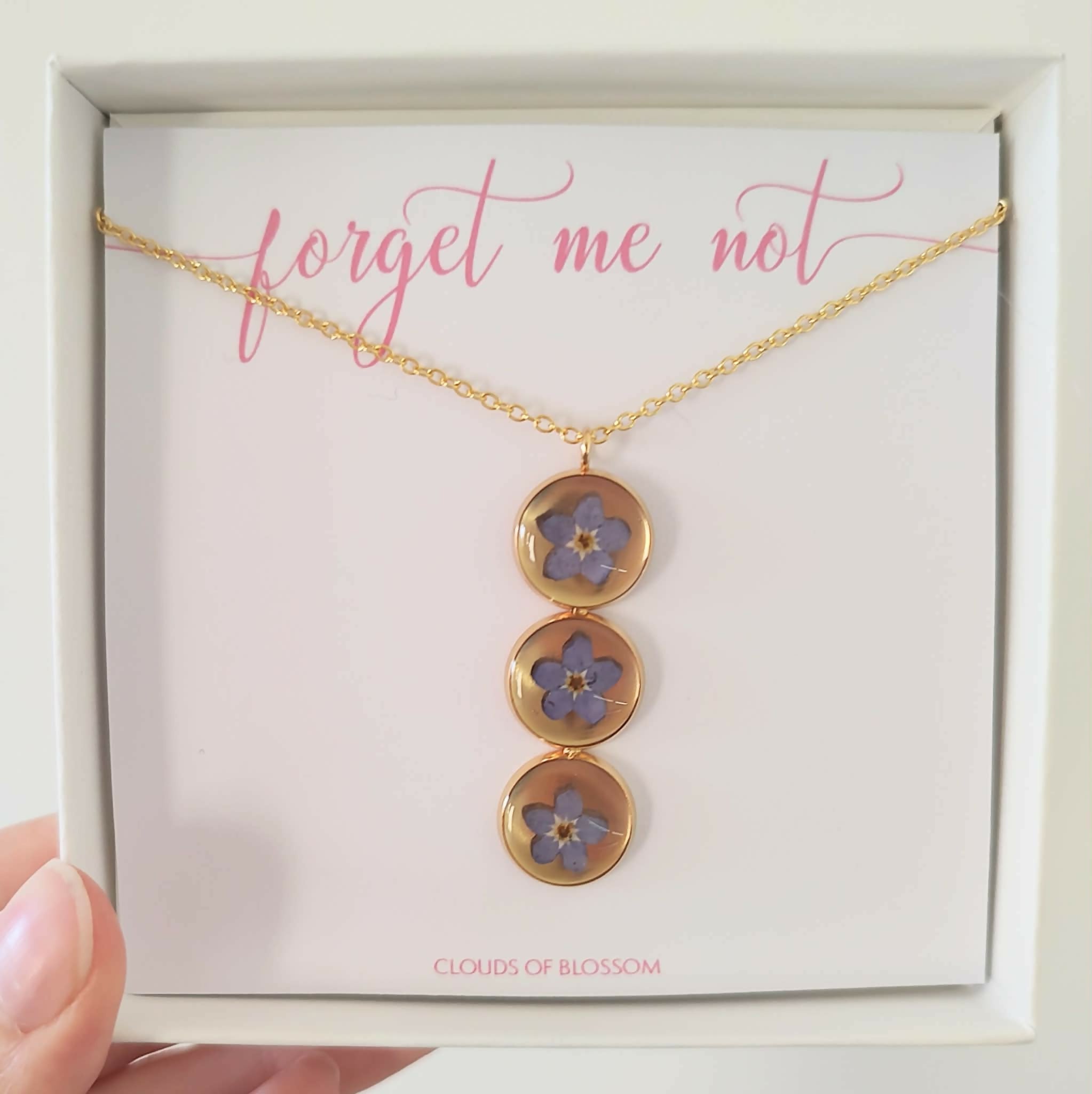 Forget Me Not Triple Circle Necklace Gold Plated