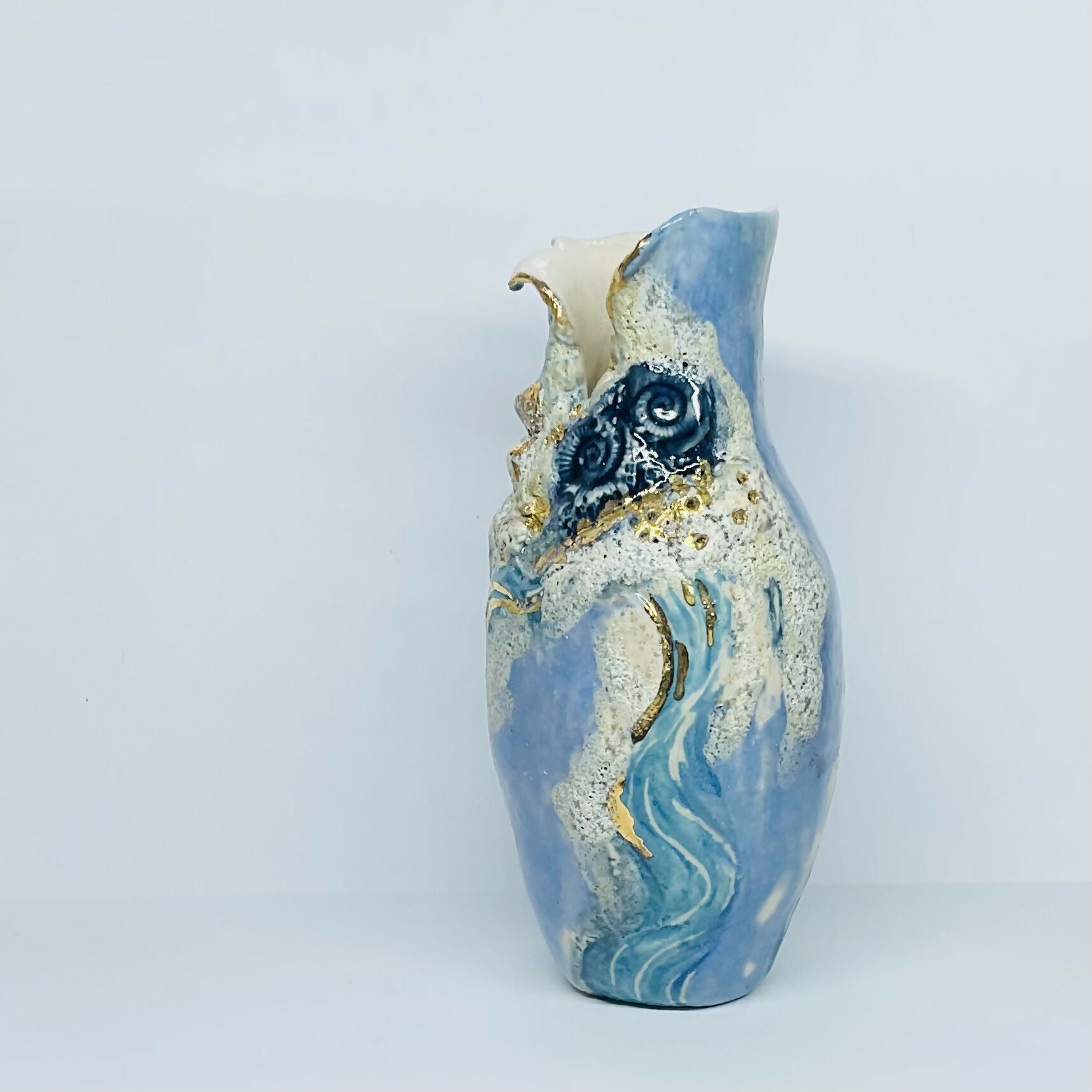 Blue Vase with Gold Lustre Effects