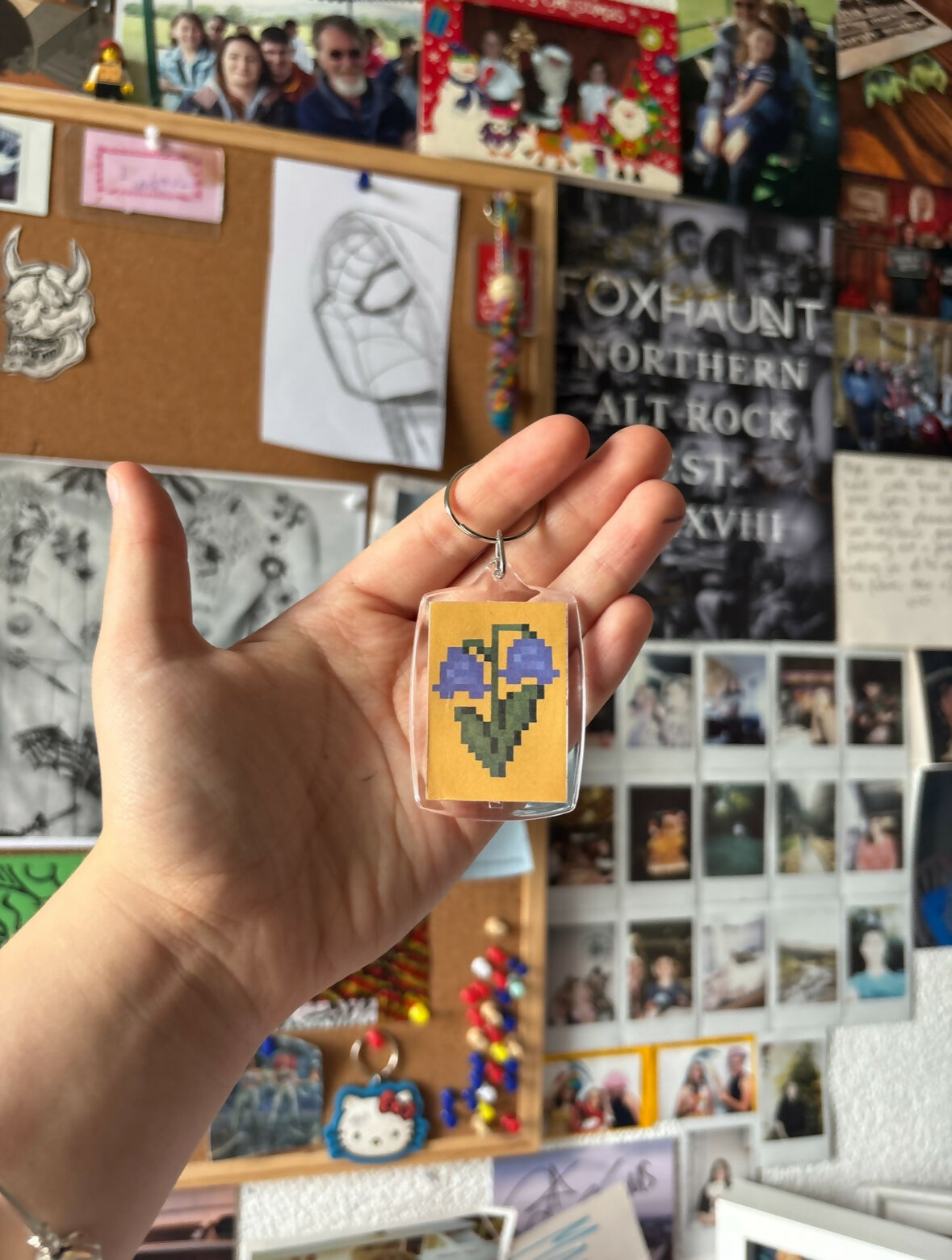 Pixel Bluebell Keyring