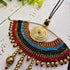 All-Seeing Eye Necklace; Turquoise Crystal Macramé Pendant With Handcrafted Brass Spiral Wire-Art