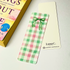 Green and Pink Gingham with a Green Bow 15 x 5 cm Bookmark