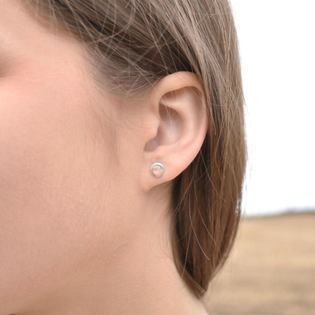 Sterling Silver Circle Stud Earrings