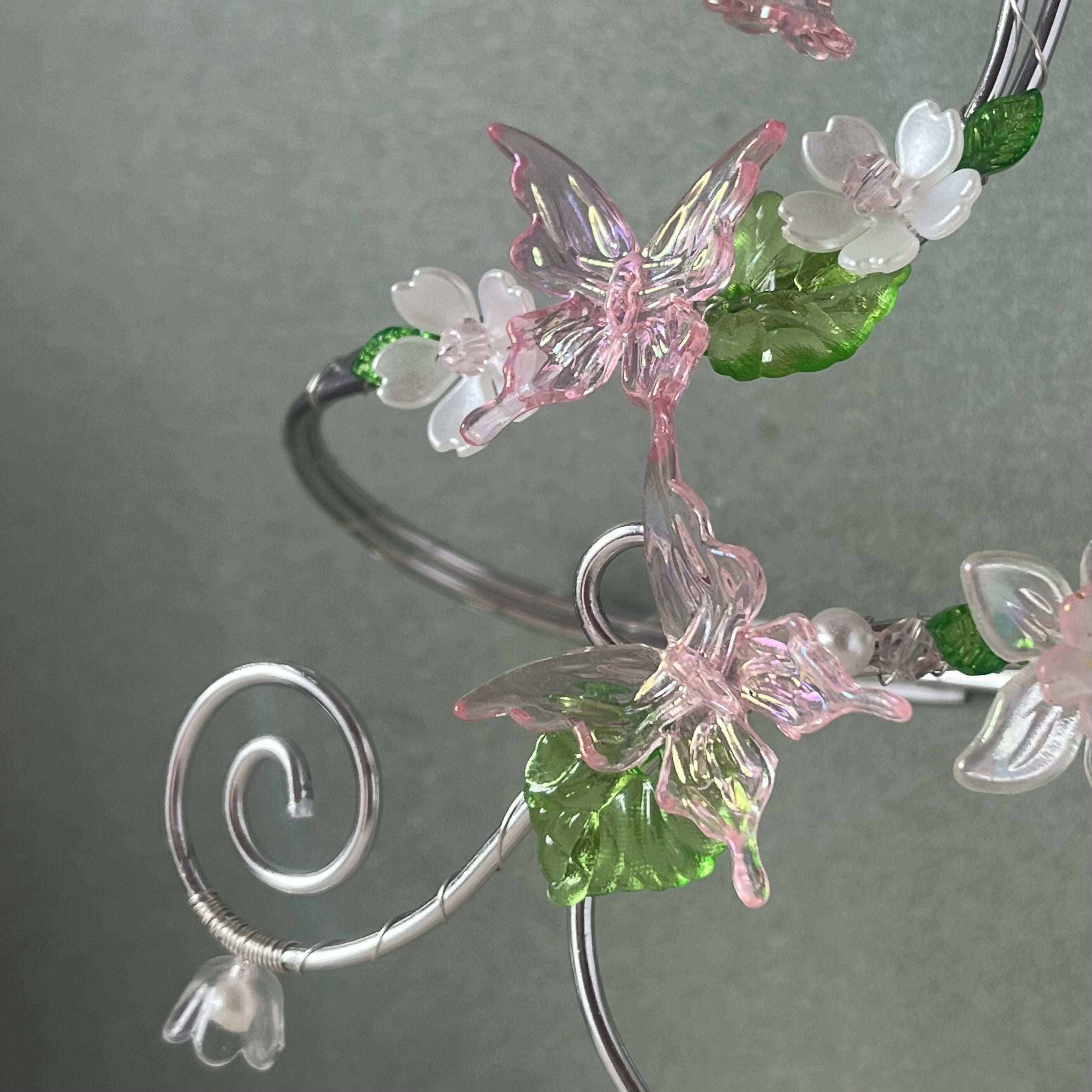 Fairy Garden Beaded Arm Cuff In Silver