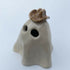 Handmade Ceramic Ghost Ornament With A Cowboy Hat
