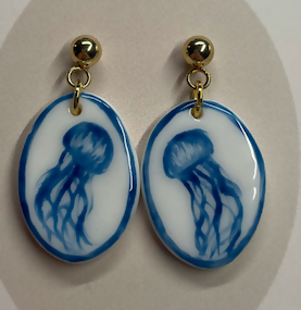 Polymer Clay Earrings With Gold Plated Fastenings